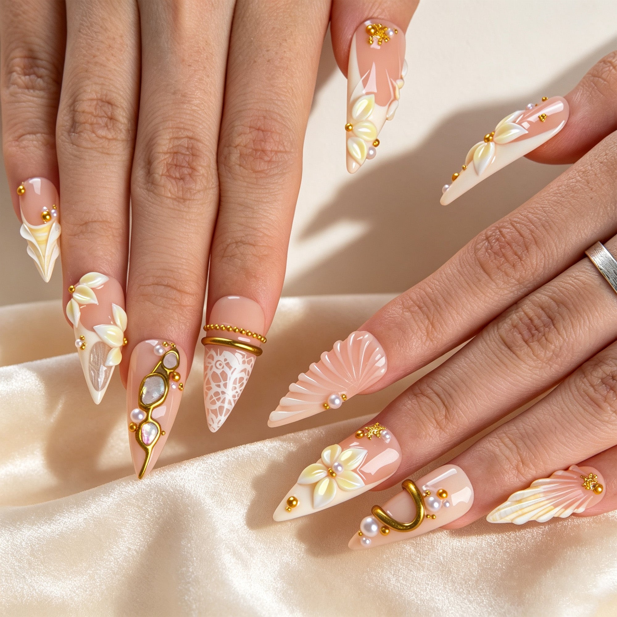 Celestial Bloom Handmade Nails H934