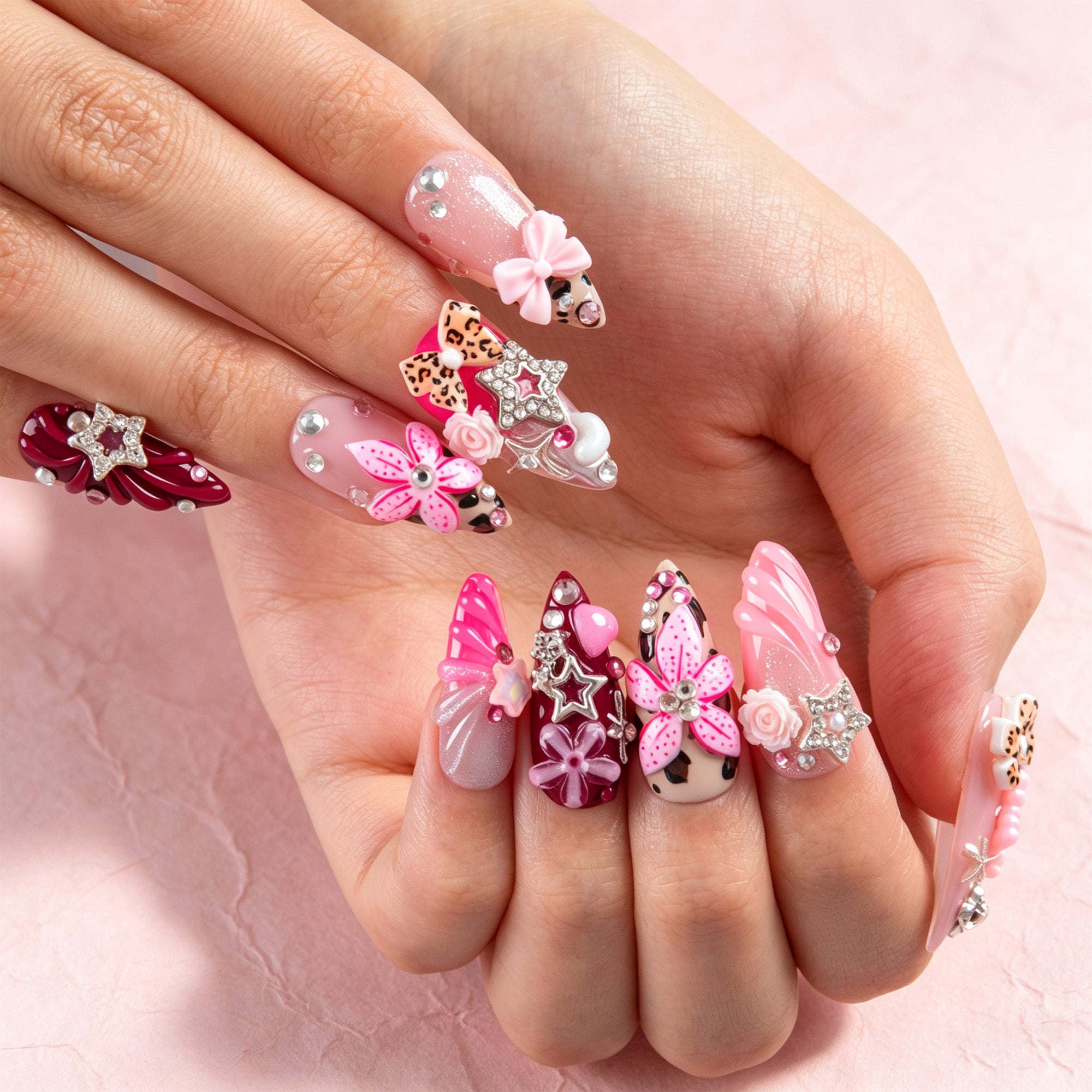 Cherry Charm Handmade Nails H947