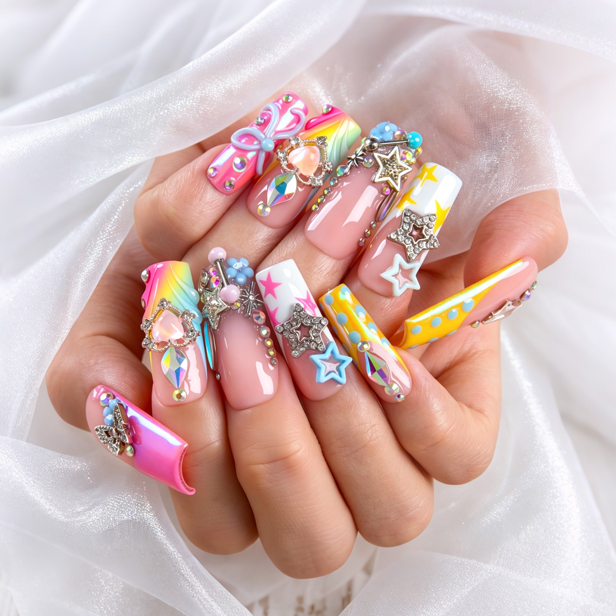 Pastel Stardust Handmade Nails H955