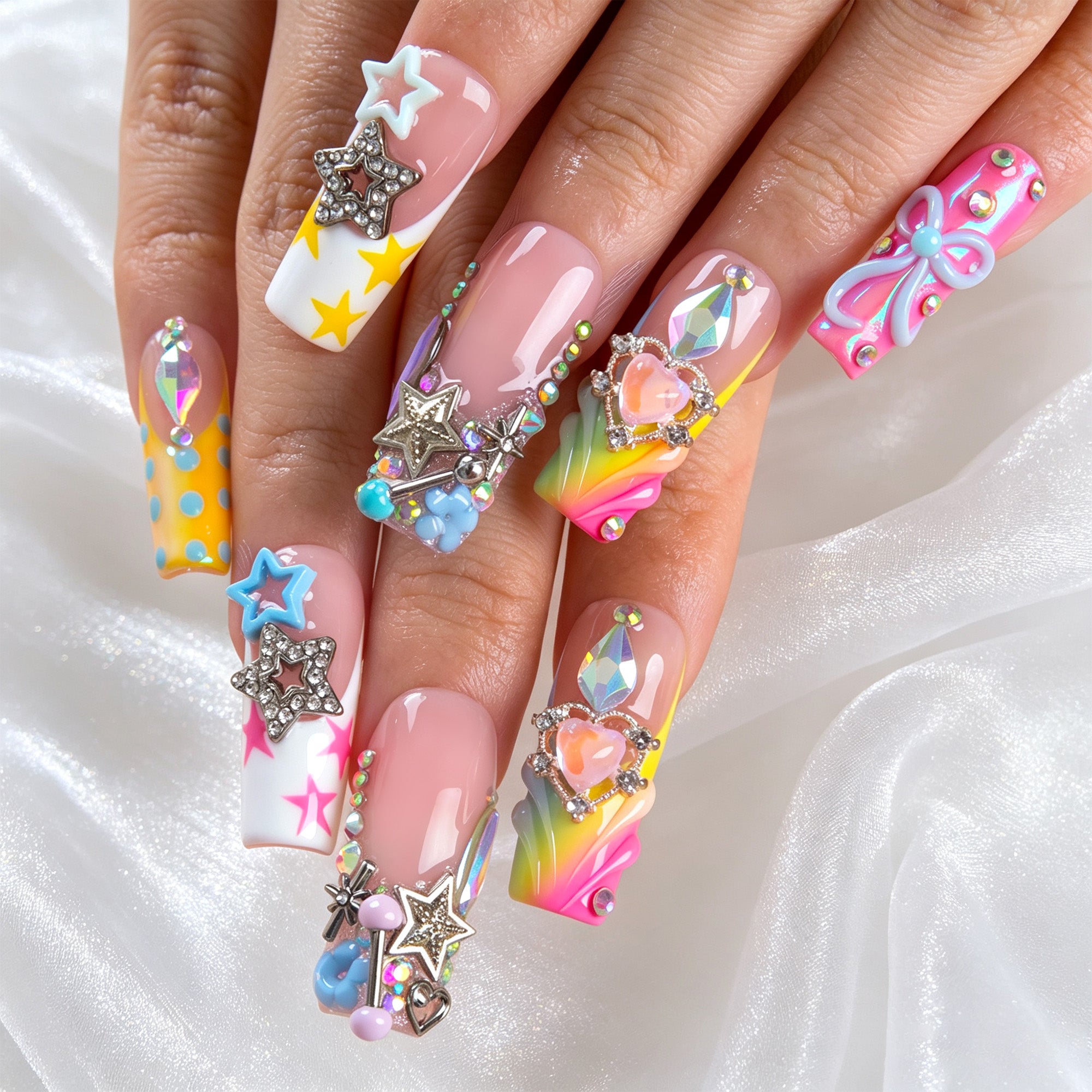 Pastel Stardust Handmade Nails H955