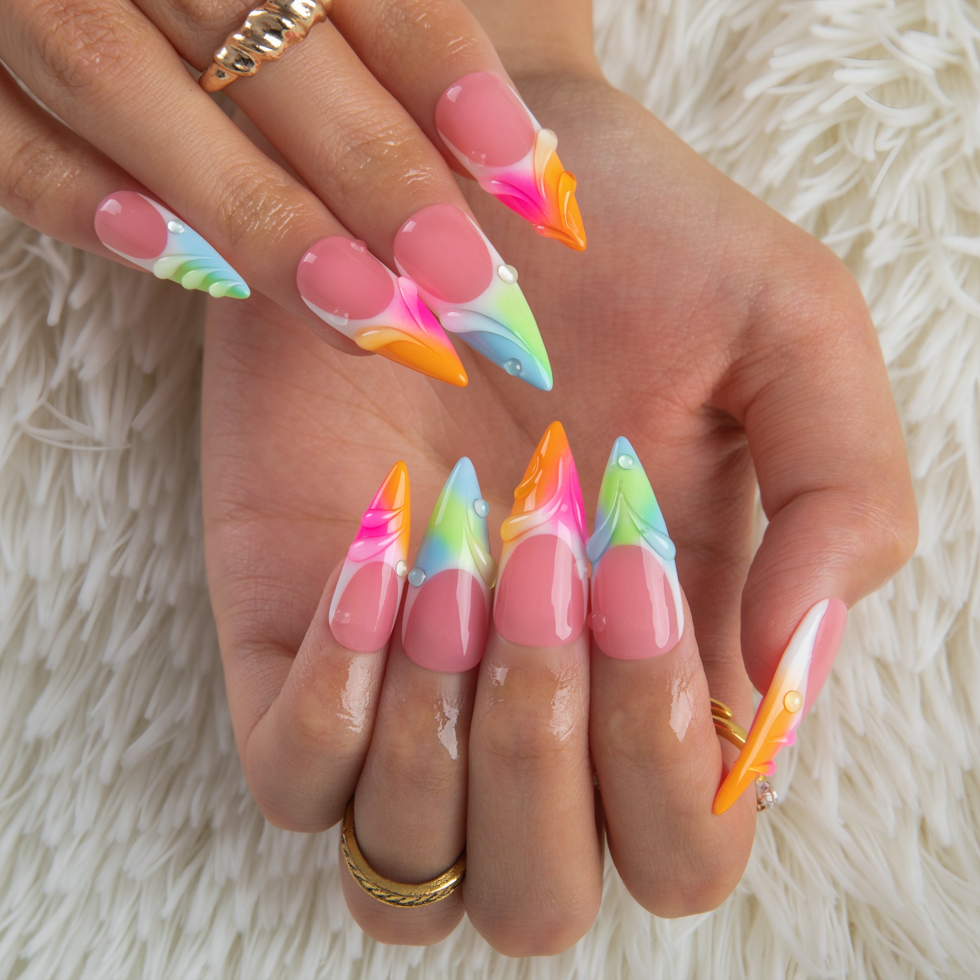Color Cascade Handmade Nails H956