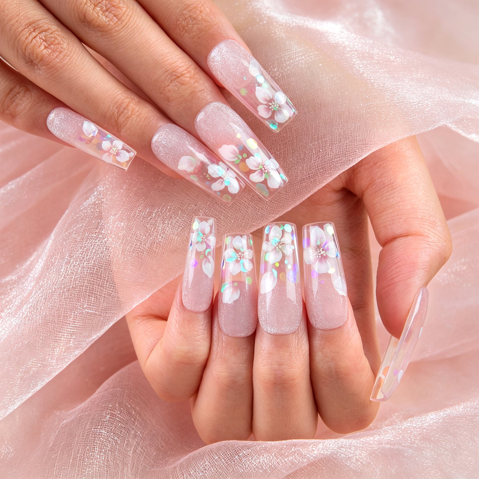 Glacial Bloom Handmade Nails H957