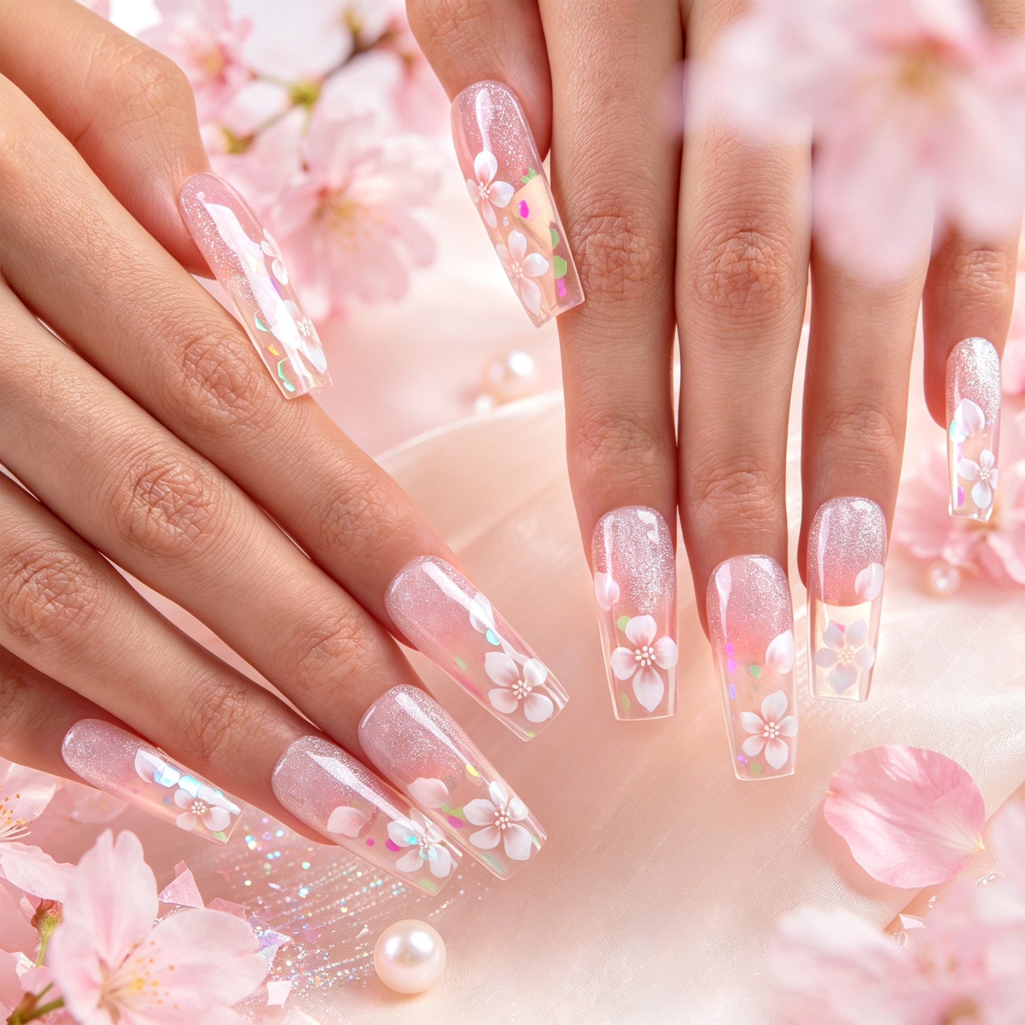 Glacial Bloom Handmade Nails H957