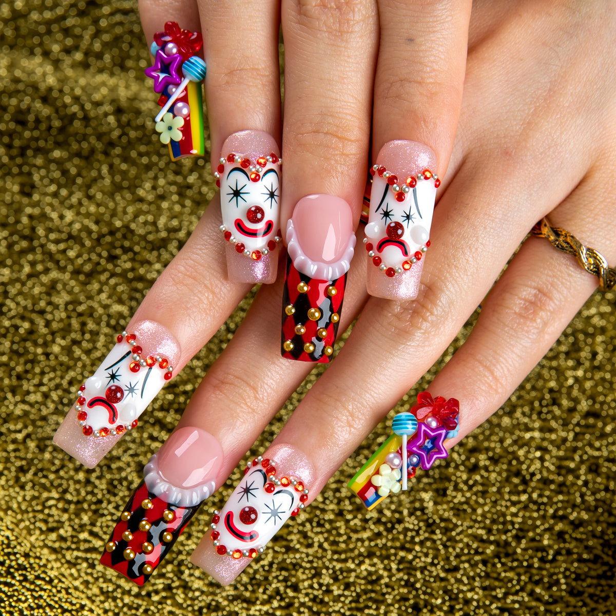Carnival Chaos Handmade Nails H962