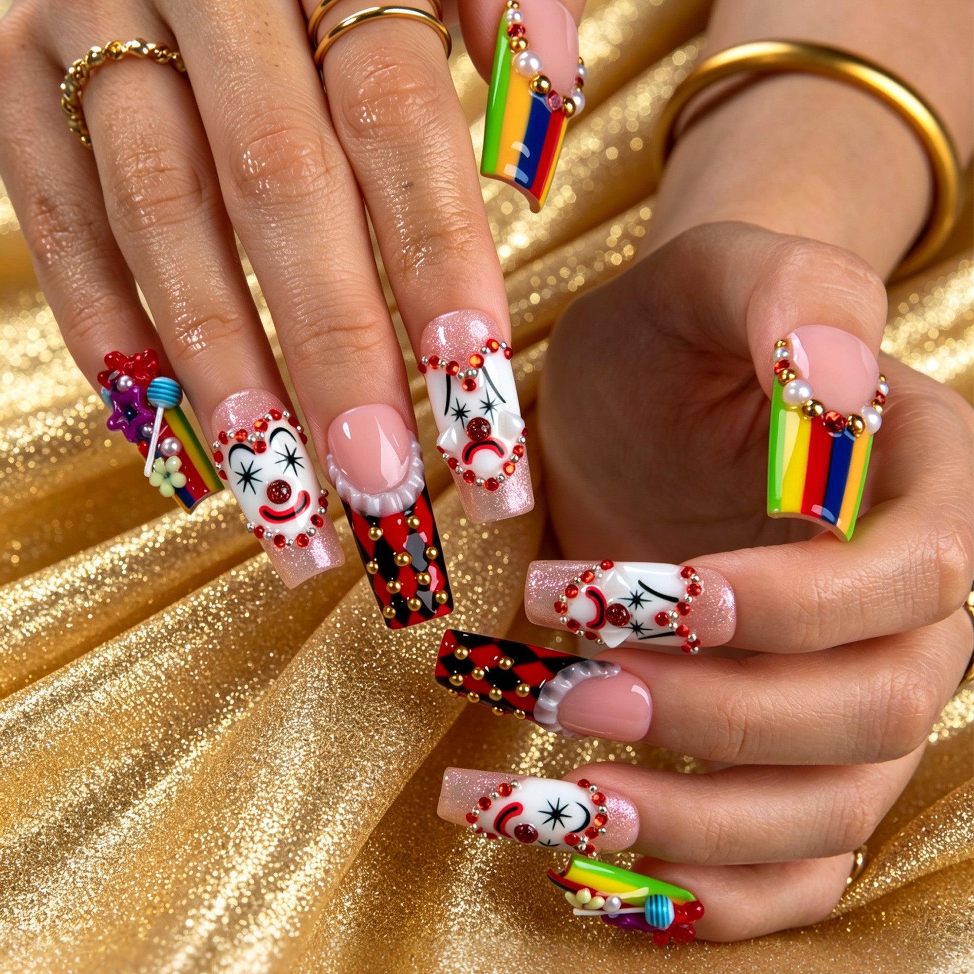 Carnival Chaos Handmade Nails H962