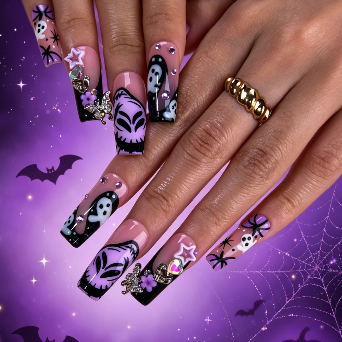 Midnight Lavender Handmade Nails H968