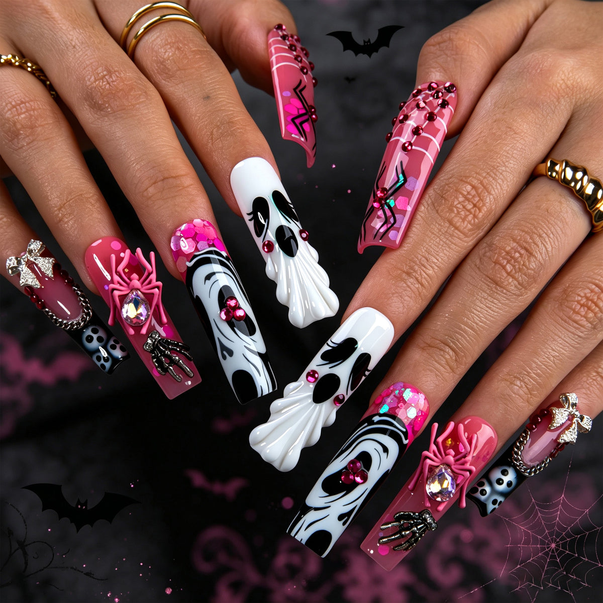 Ghost Glam Handmade Nails H976