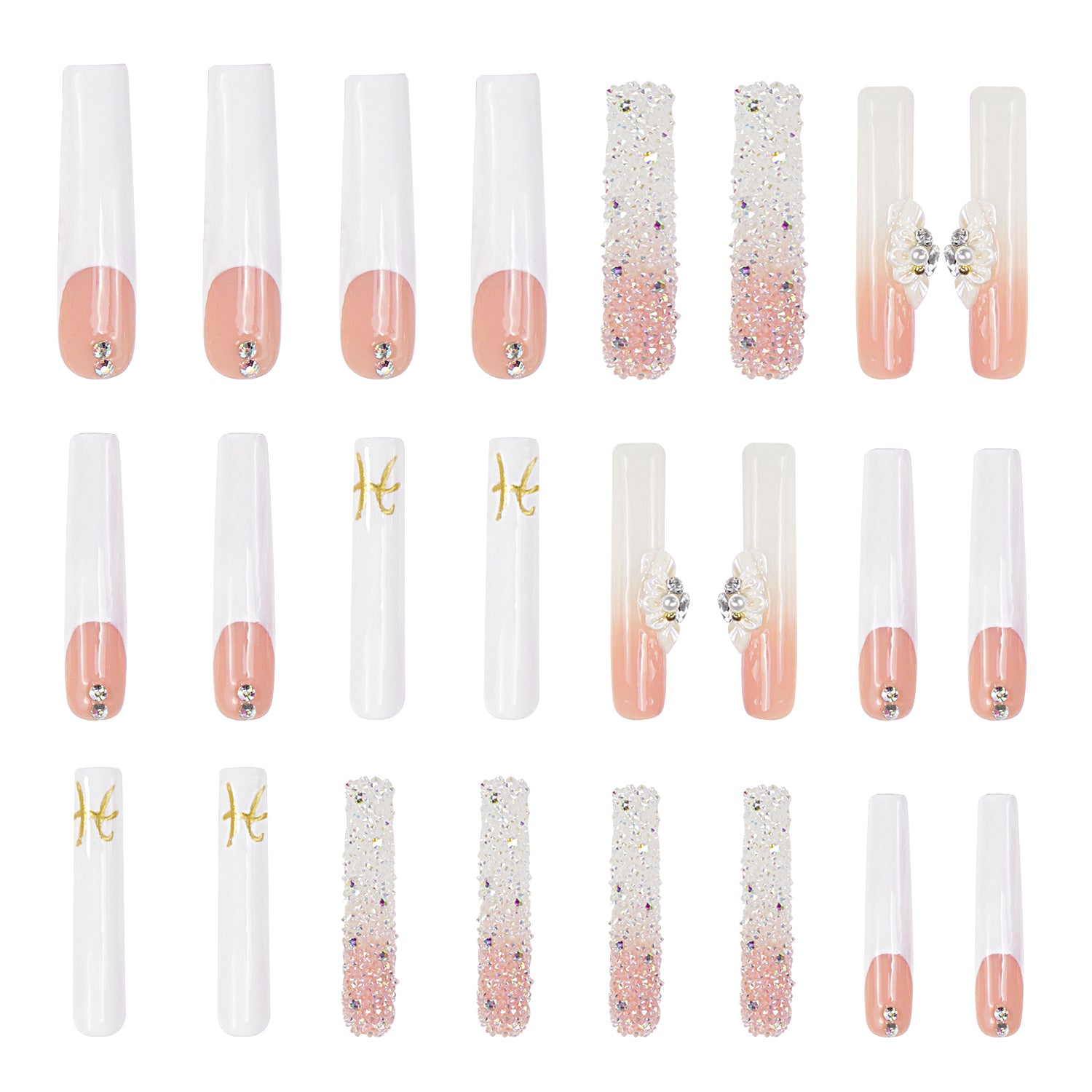 Only You French Tip Press-on Nails with Pisces charm