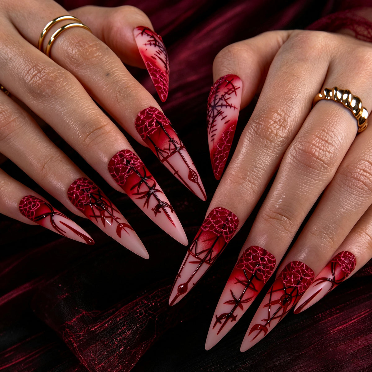 Crimson Rune Handmade Nails H981