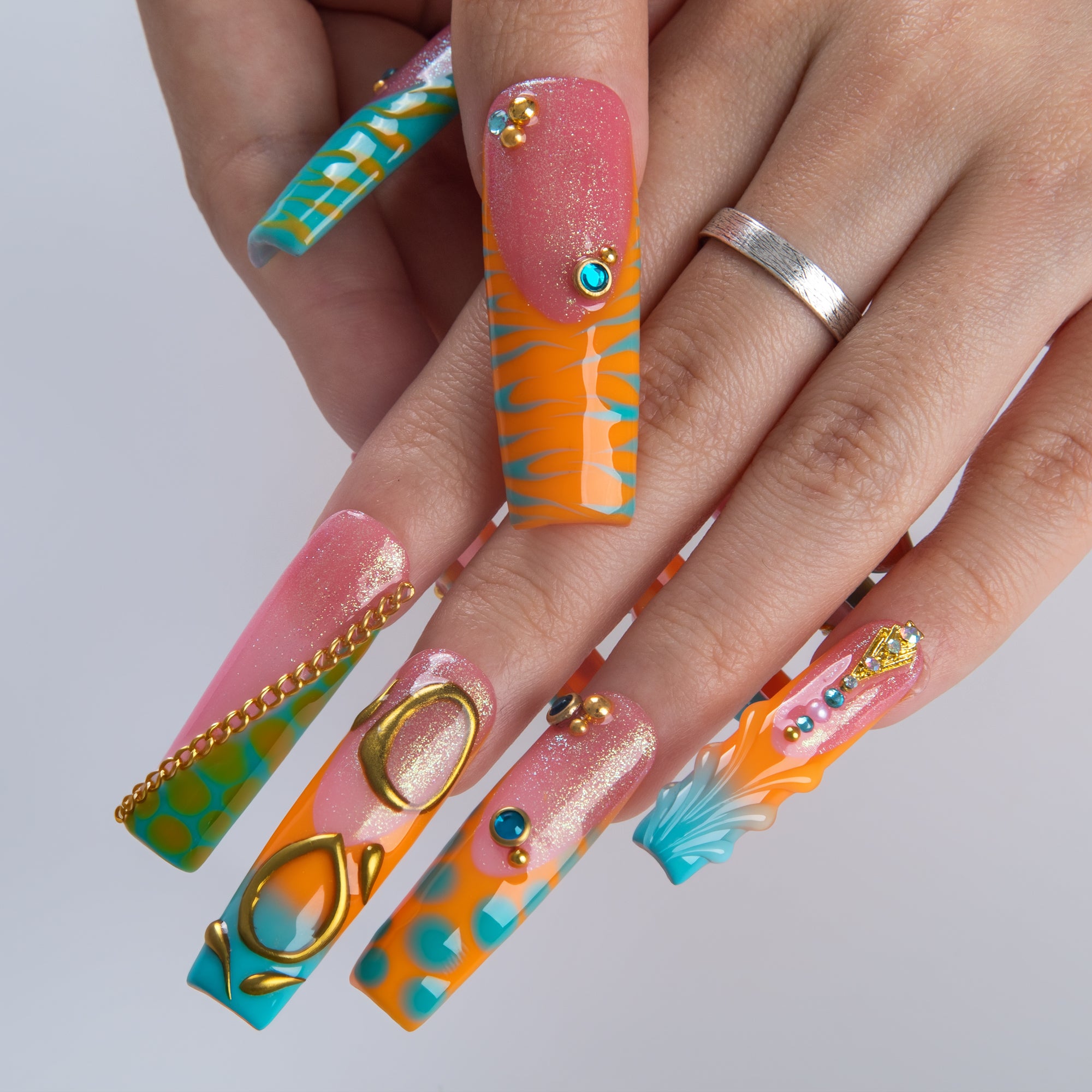 Tropical Mirage Handmade Nails H982