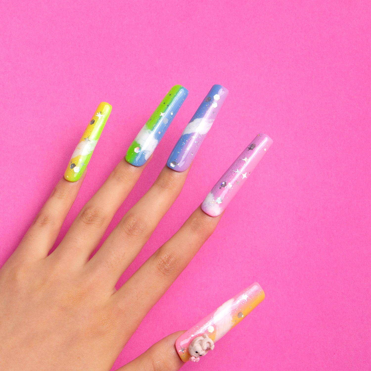 Thinking Above the Cloud Handmade Square Nails H99 RTS