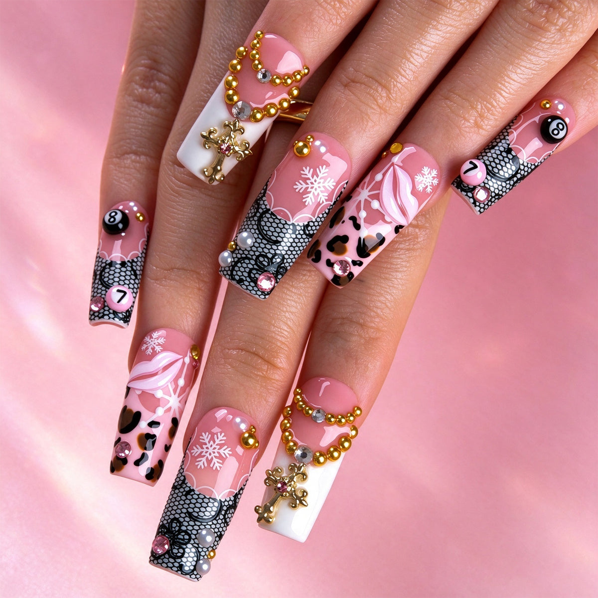 Frosted Fortune Handmade Nails H991