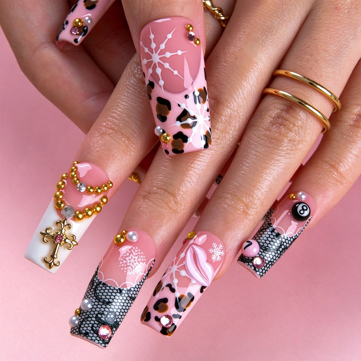Frosted Fortune Handmade Nails H991