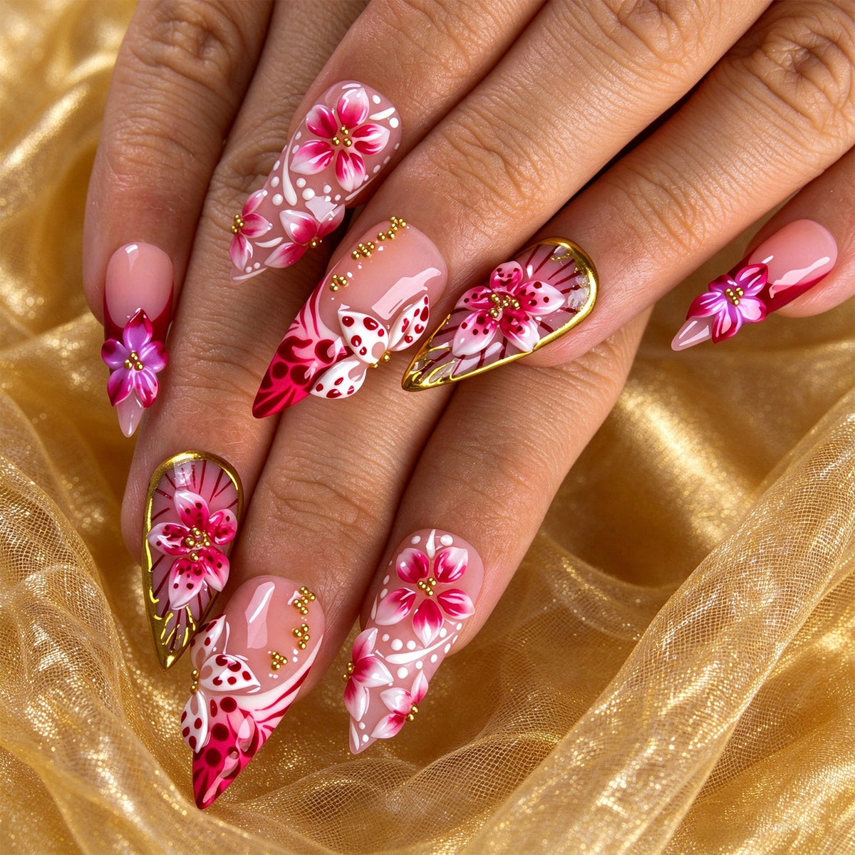 Crimson Garden Handmade Nails H992