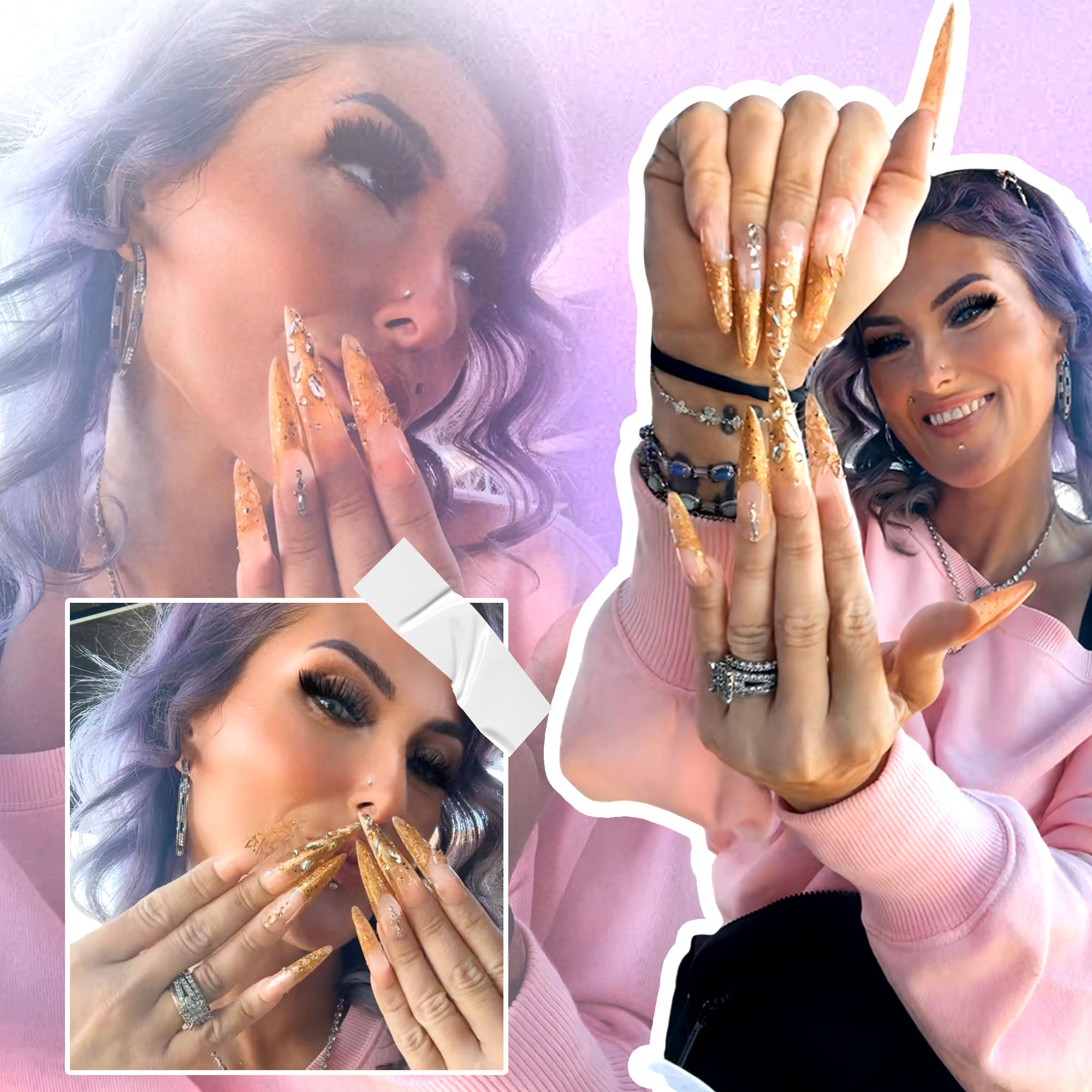 @Kymieann x Lovful Creator Collab Series Gilded Stardrop Handmade Nails C064