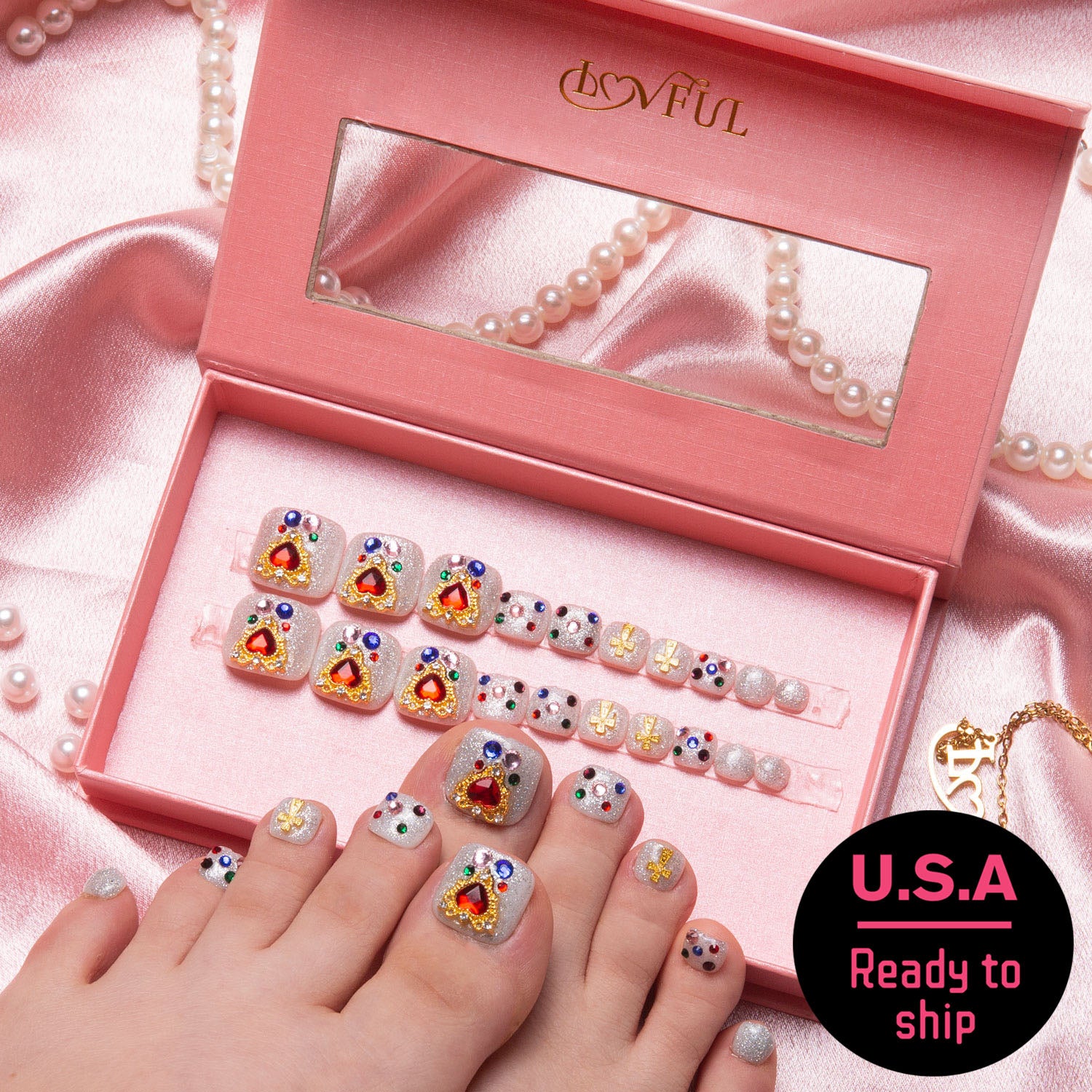 T103 - Treasure Trove - 20 Pcs FREE SIZE Toe Nails - RTS