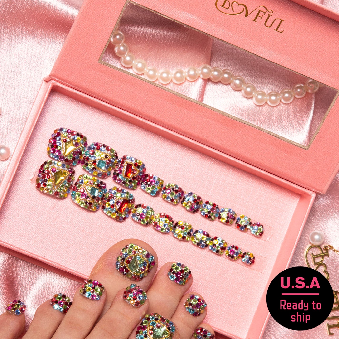 T175- Precious - 20 Pcs FREE SIZE Toe Nails - RTS