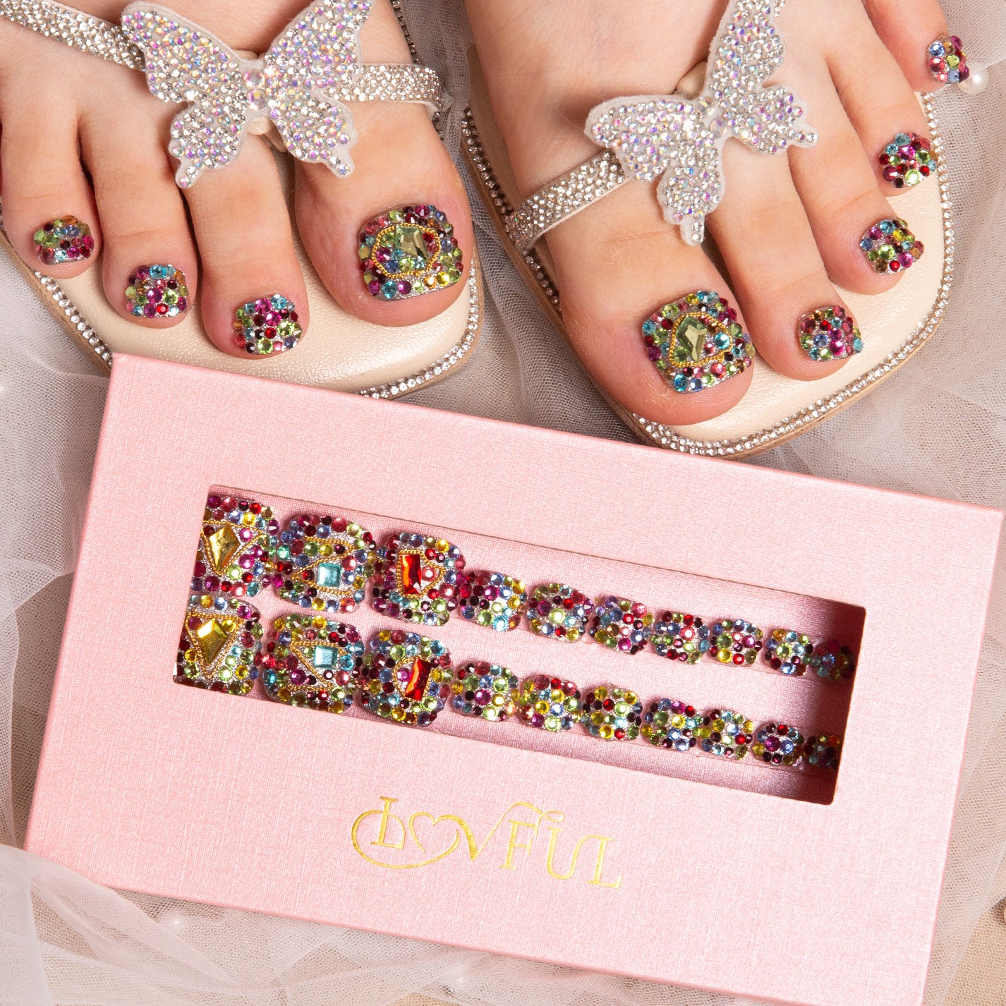 T175- Precious - 20 Pcs FREE SIZE Toe Nails - RTS