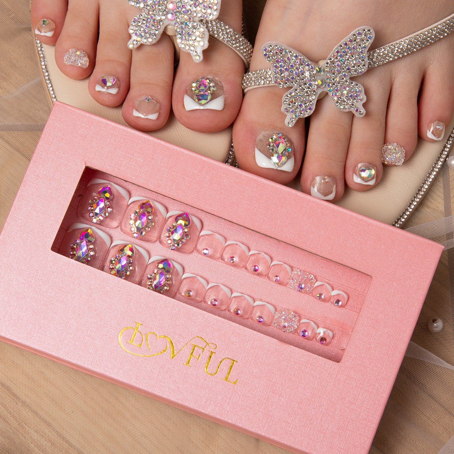 T36 - Aurora Light - 20 Pcs FREE SIZE Toe Nails - RTS
