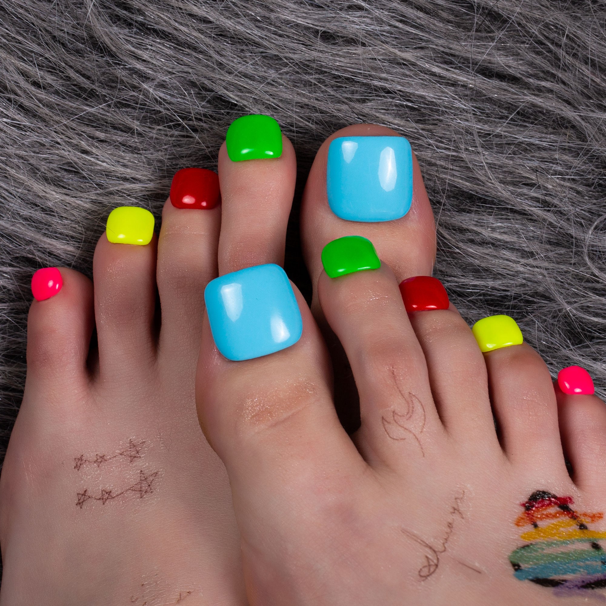Lively Neon Lemon T427 Toe Nails - 20Pcs Free Size