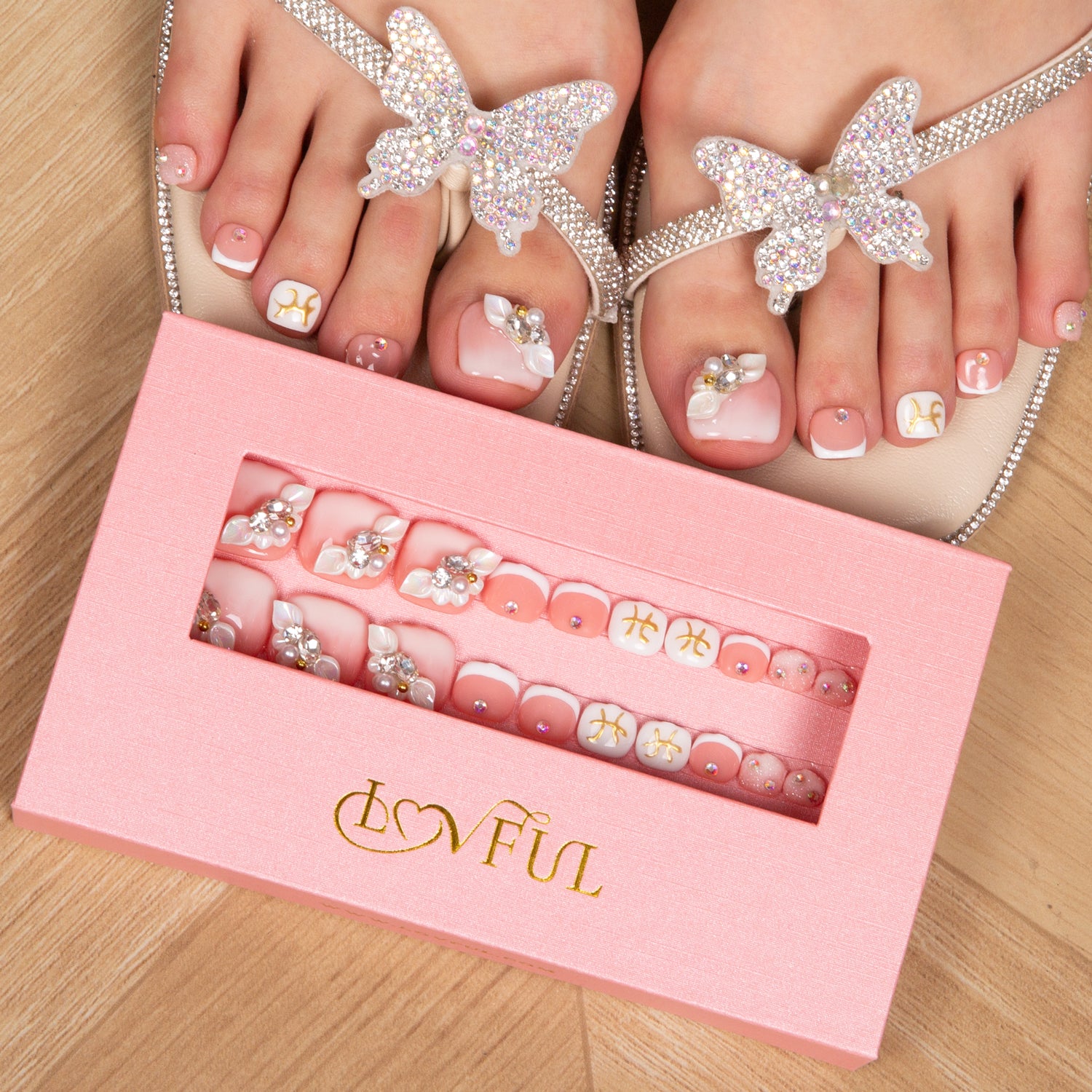 T97 - Only You - 20 Pcs FREE SIZE Toe Nails - RTS