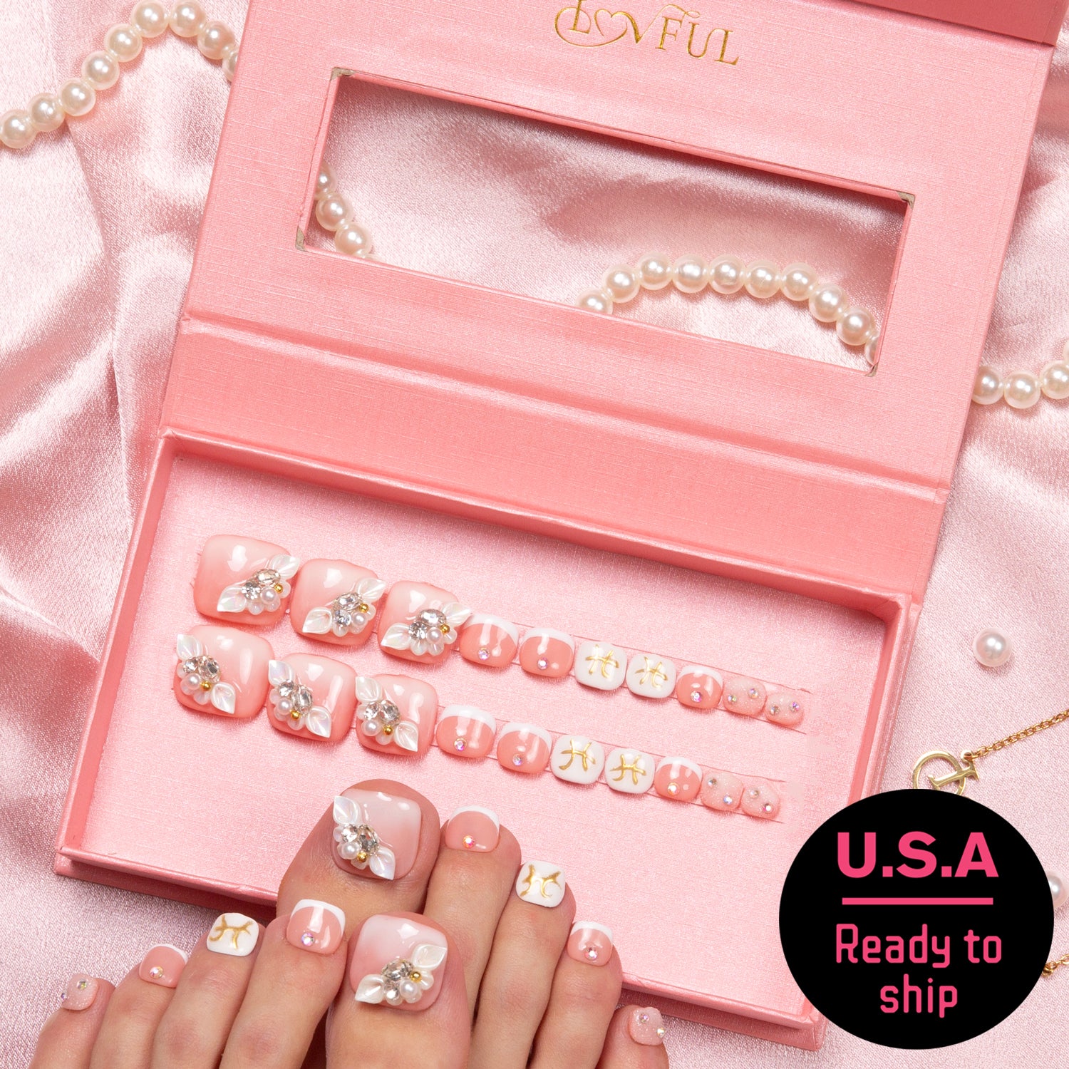 T97 - Only You - 20 Pcs FREE SIZE Toe Nails - RTS