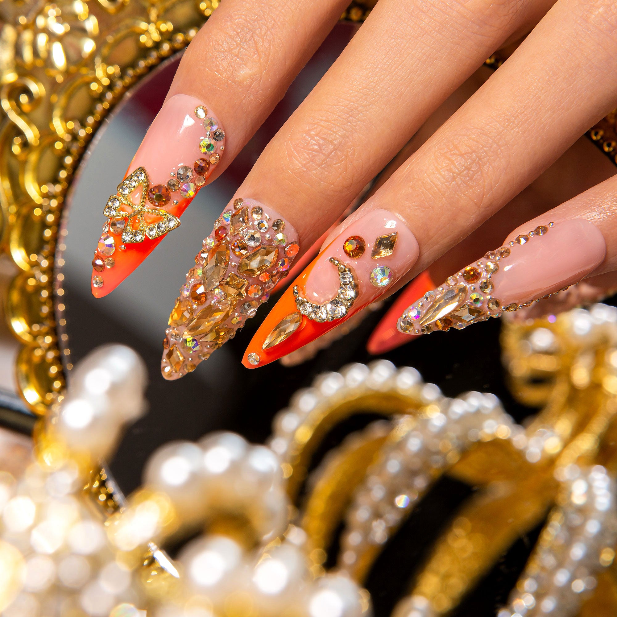 Neon Moon Cancer Handmade Nails H590