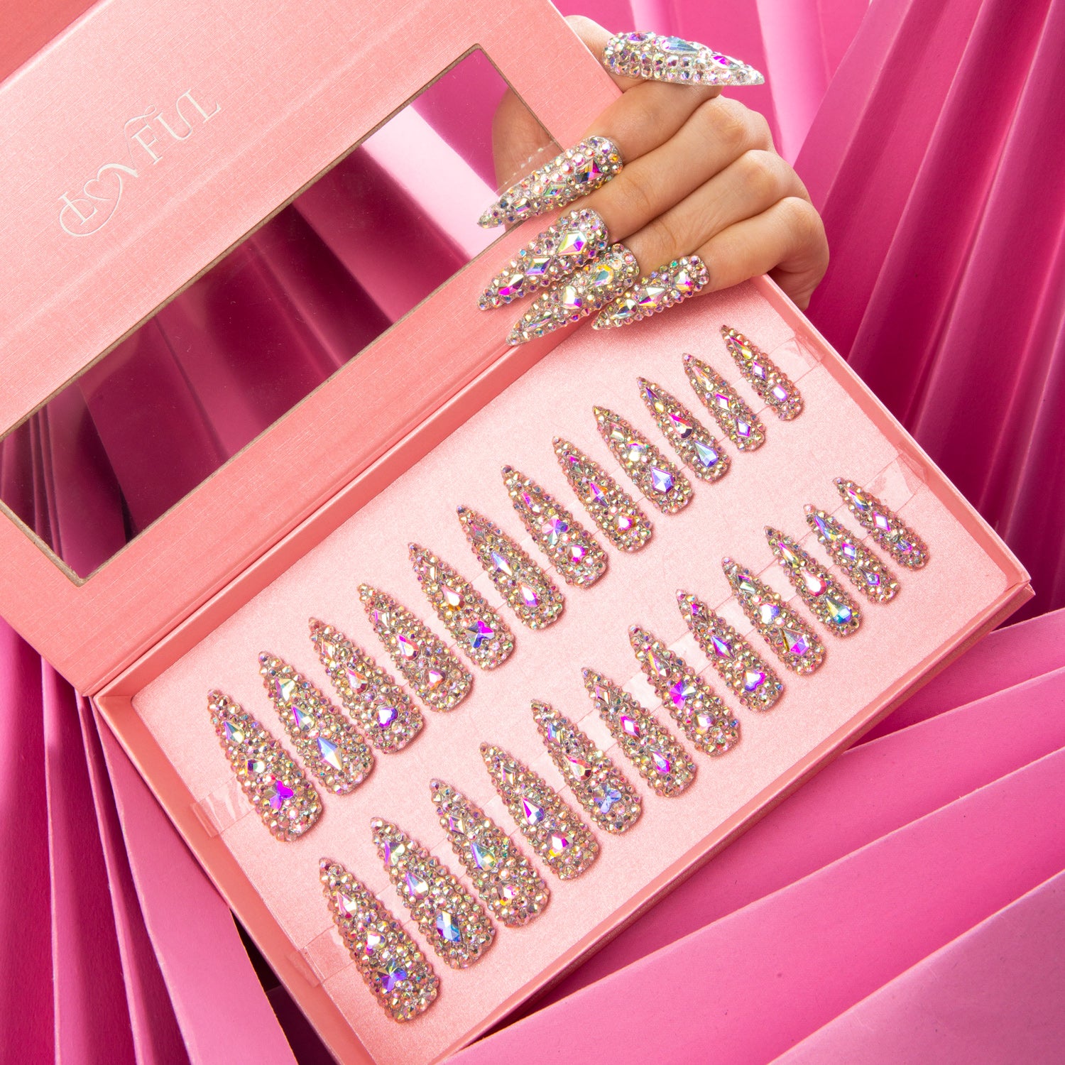 Eternal Stunning Rhinestone Handmade Nails 24pcs H46