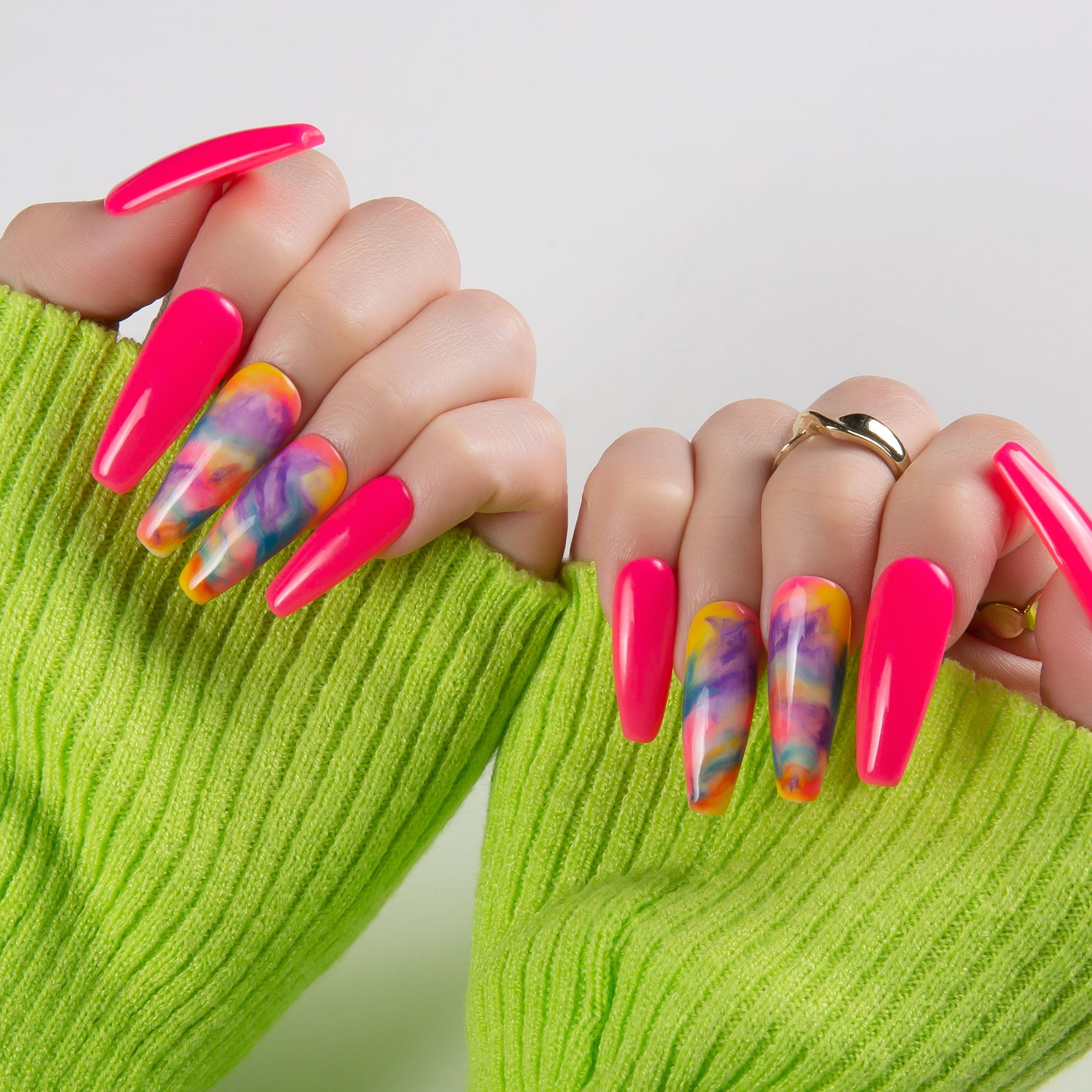 Gradient Neon Handmade Nails H442