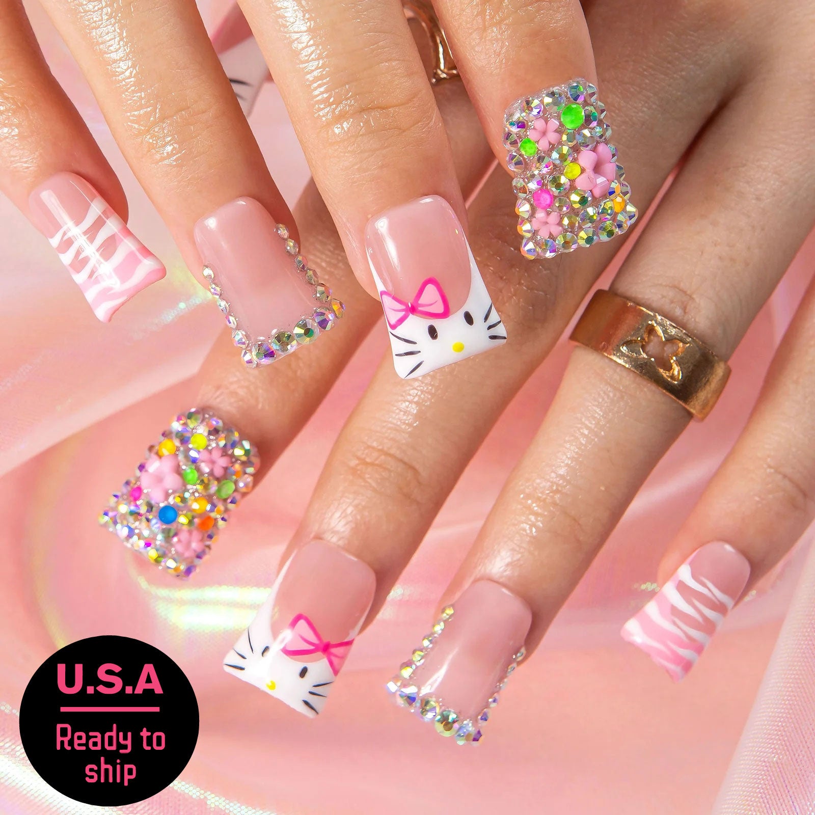 Kiss Me In Kawaii Handmade Nails Duck H577 RTS