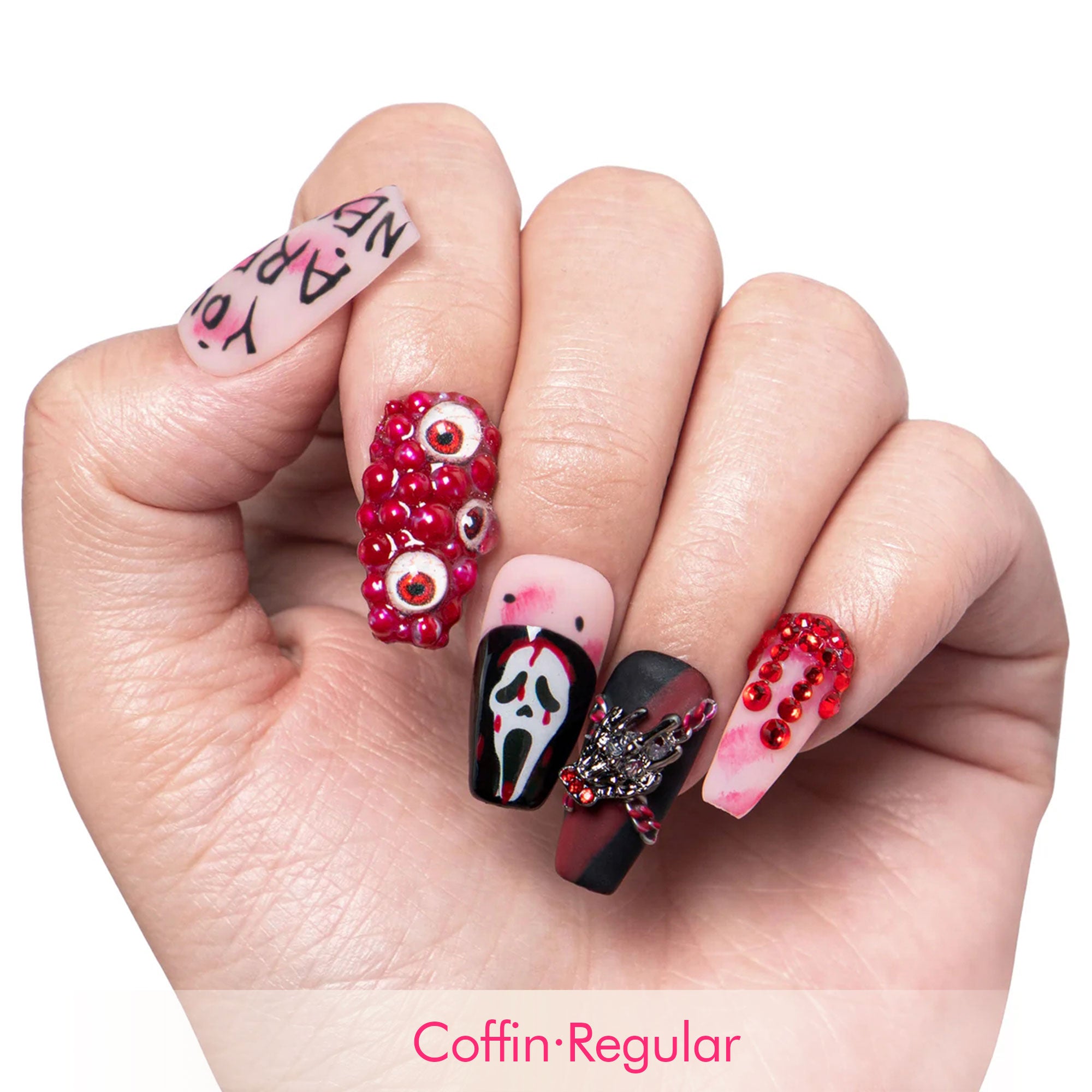 YOU ARE NEXT Handmade Nails GLOW IN THE DARK H134