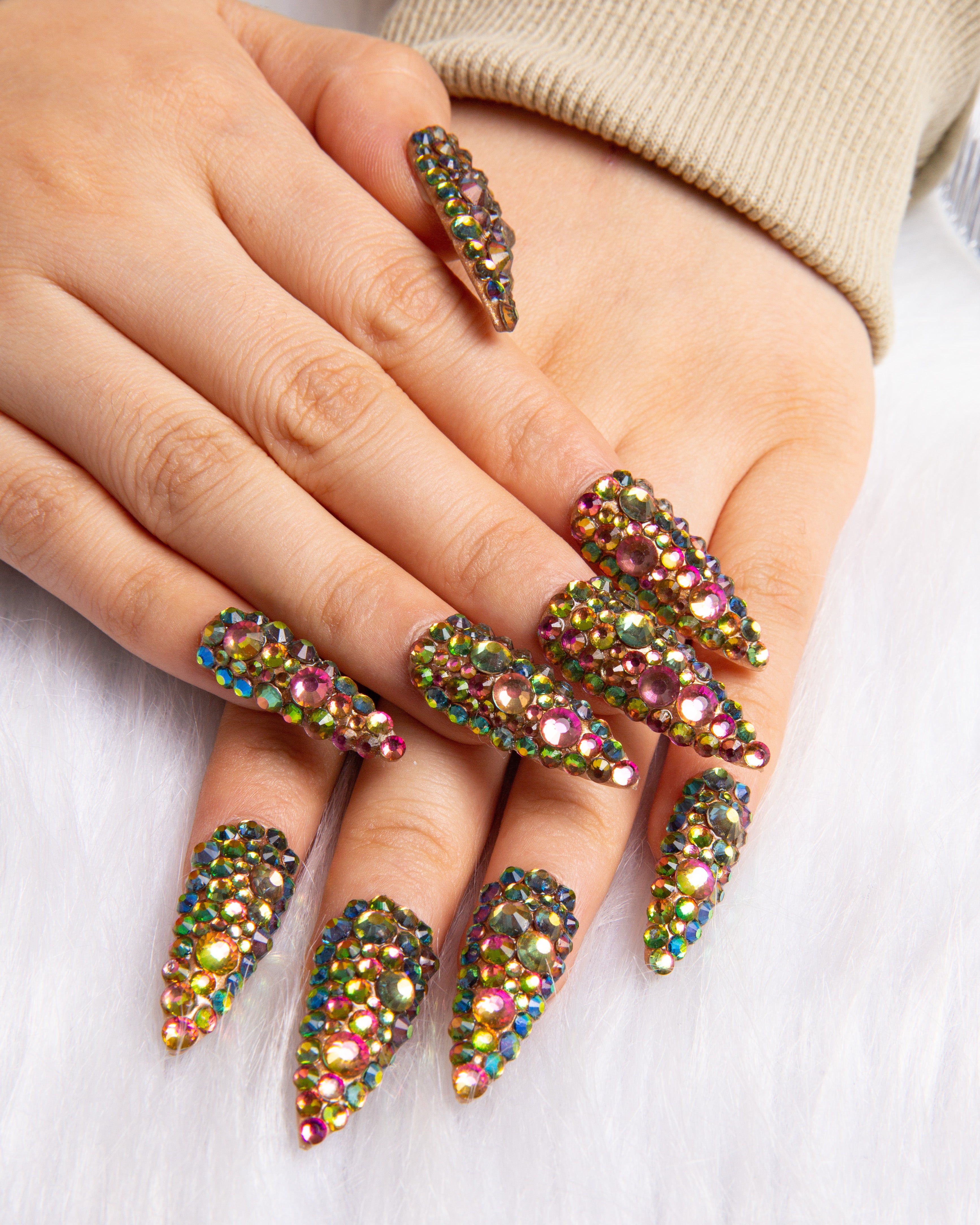 radiant rhinestone press on nails