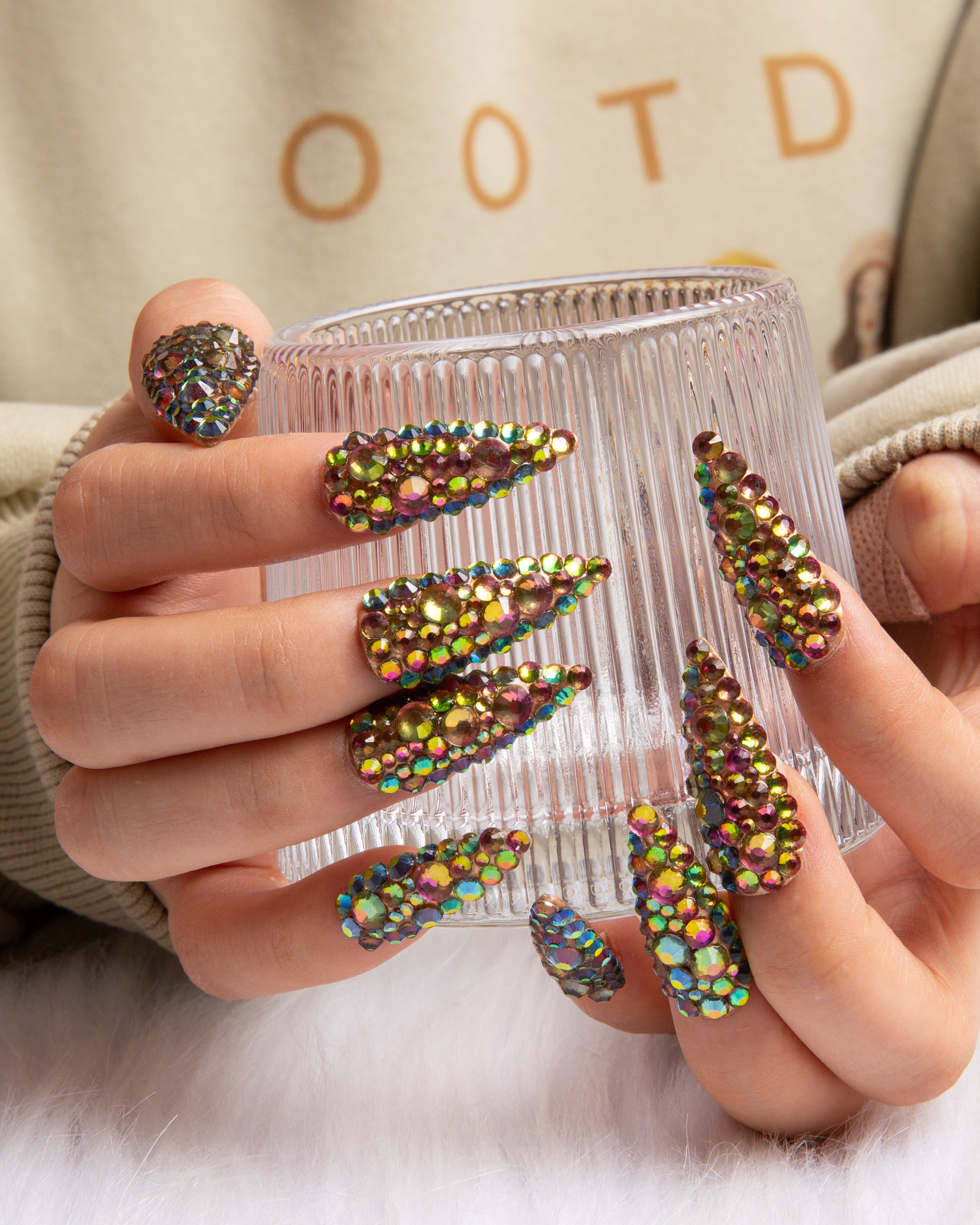 radiant rhinestone press on nails