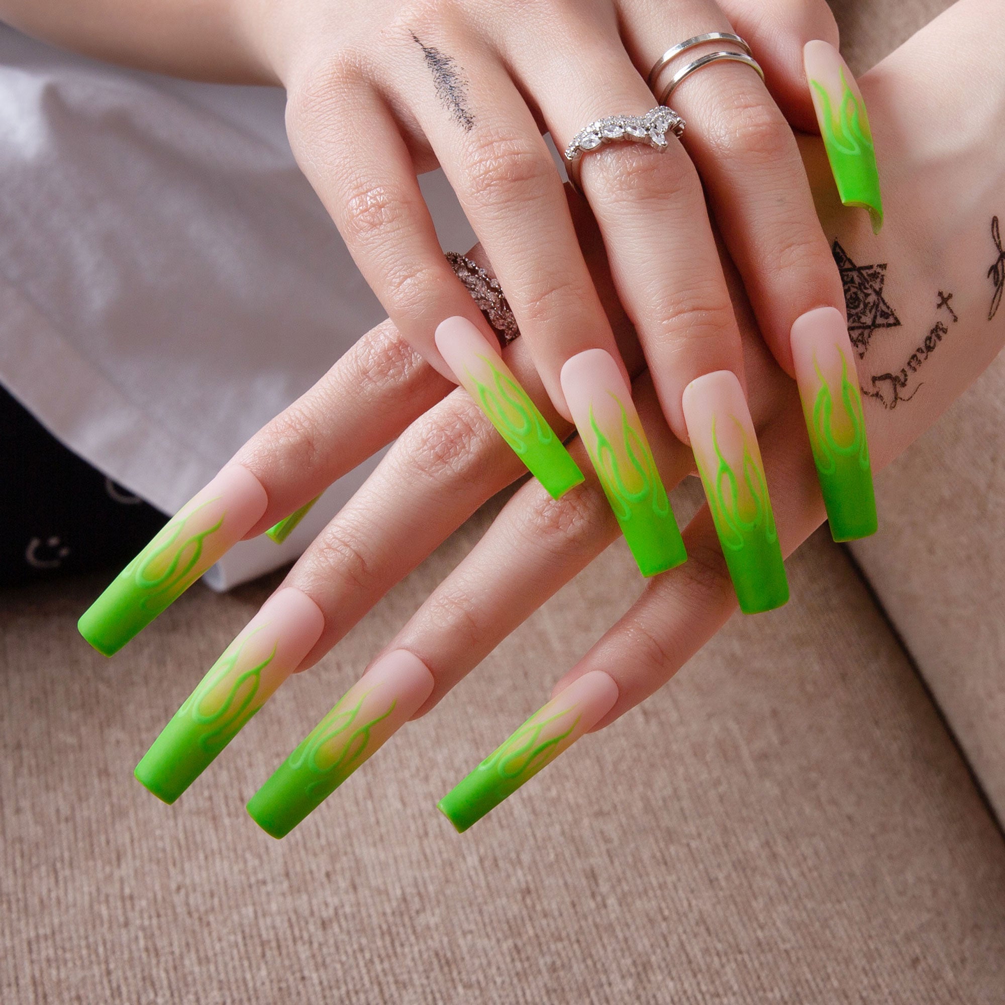 Neon Inferno Handmade Nails H443