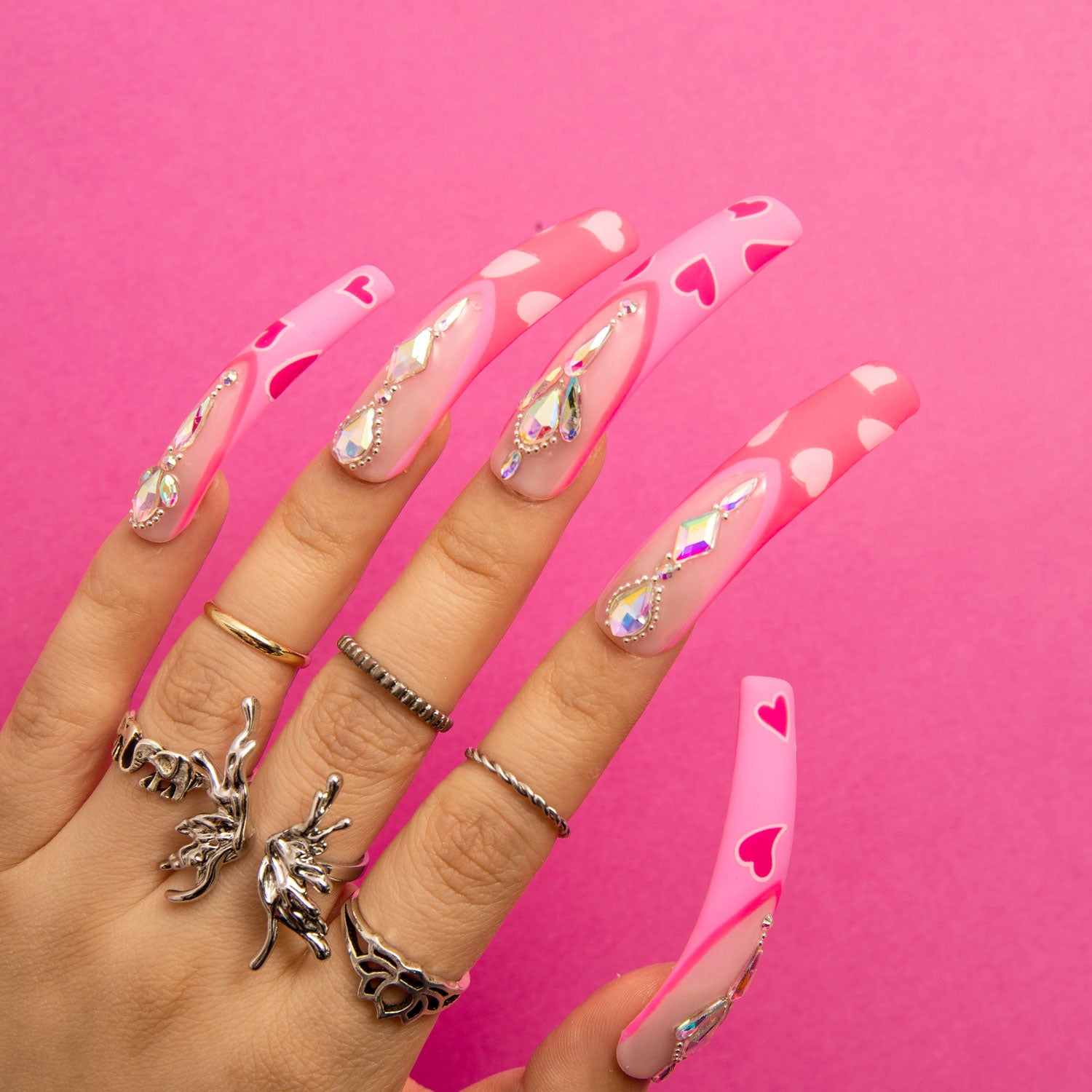 The Floating Romance French Tip Handmade Curve Nails H160