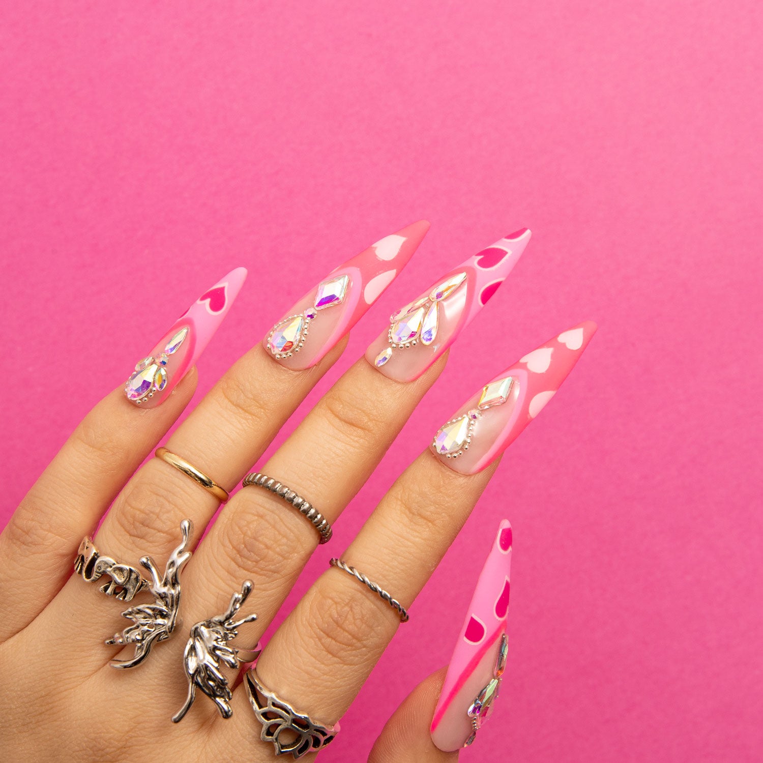 The Floating Romance French tip Stiletto nails H160