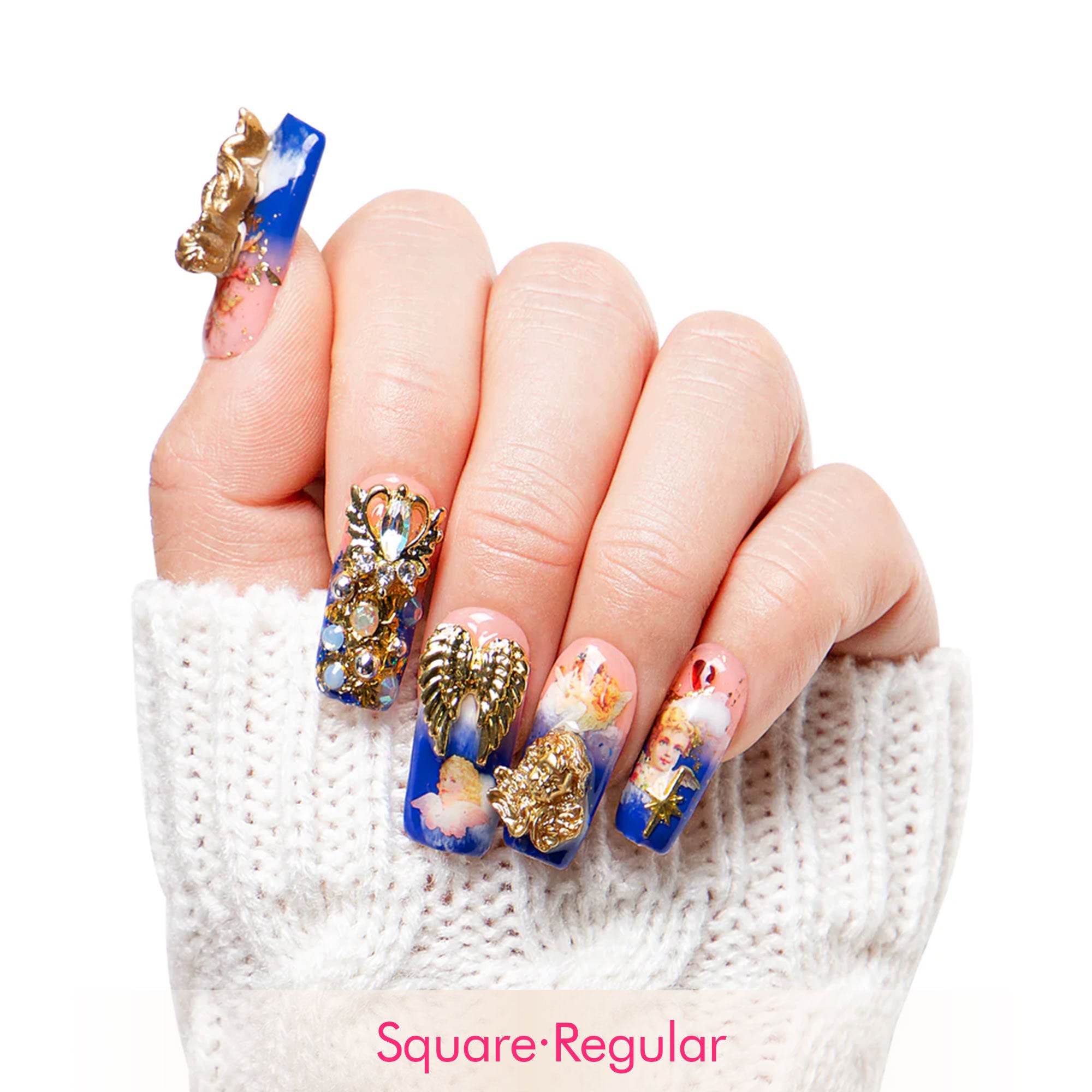 The Palace of Murals Blue Handmade Nails H174