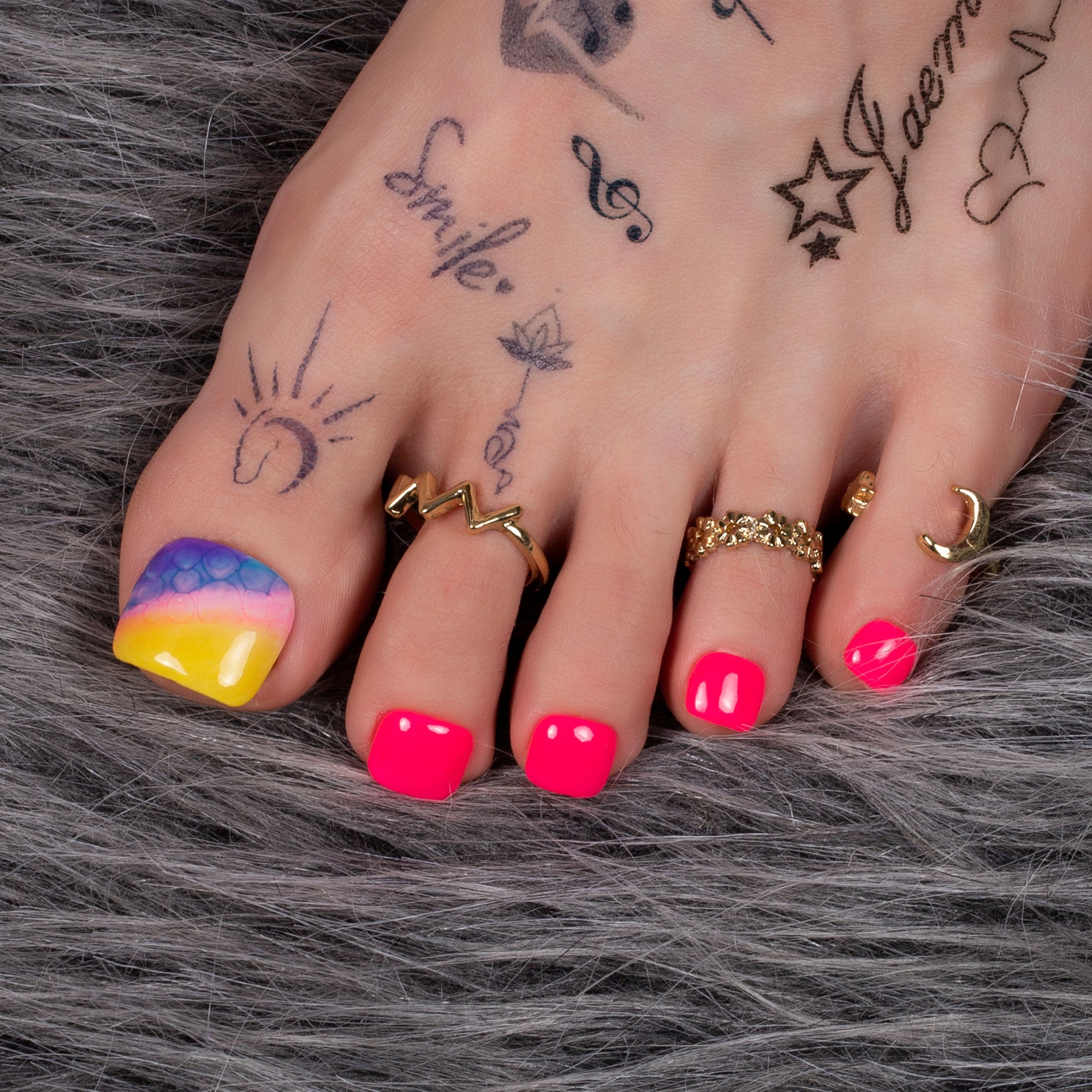 Tie-dye Neon T441 Toe Nails