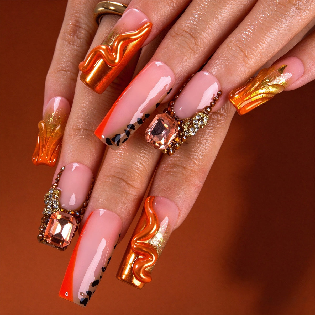 Sunset Jewel Handmade Nails H979