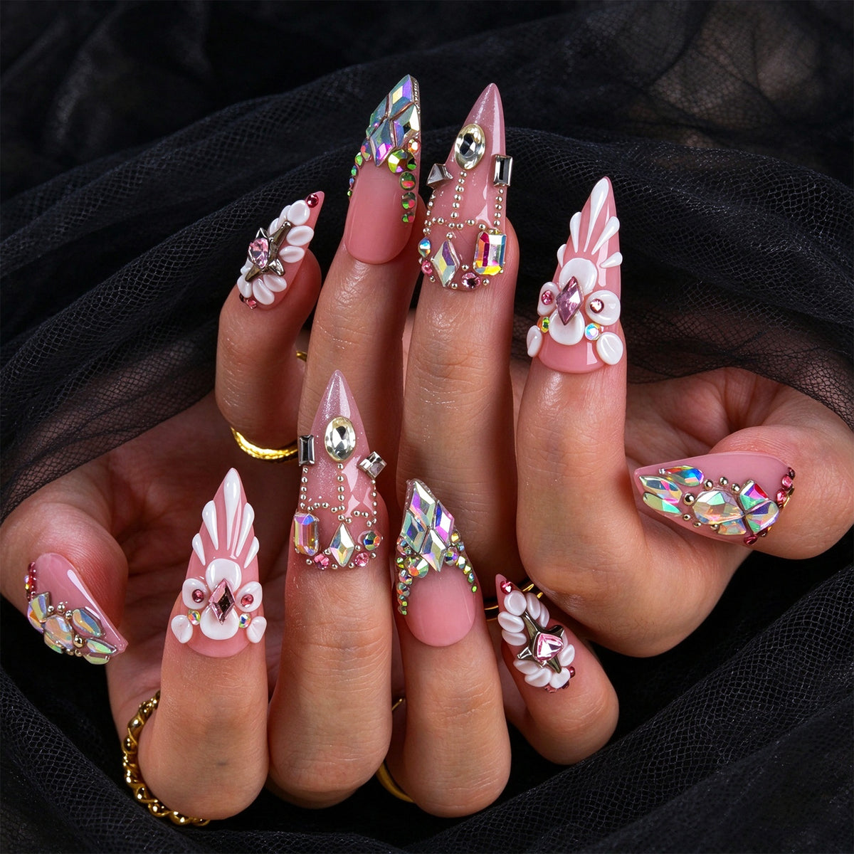 Celestial Crystal Handmade Nails H969