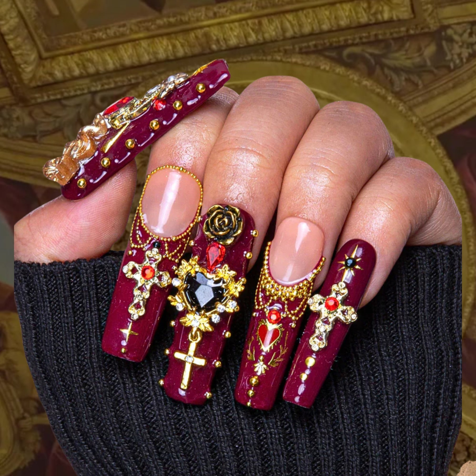 Gothic Romance Handmade Nails H333
