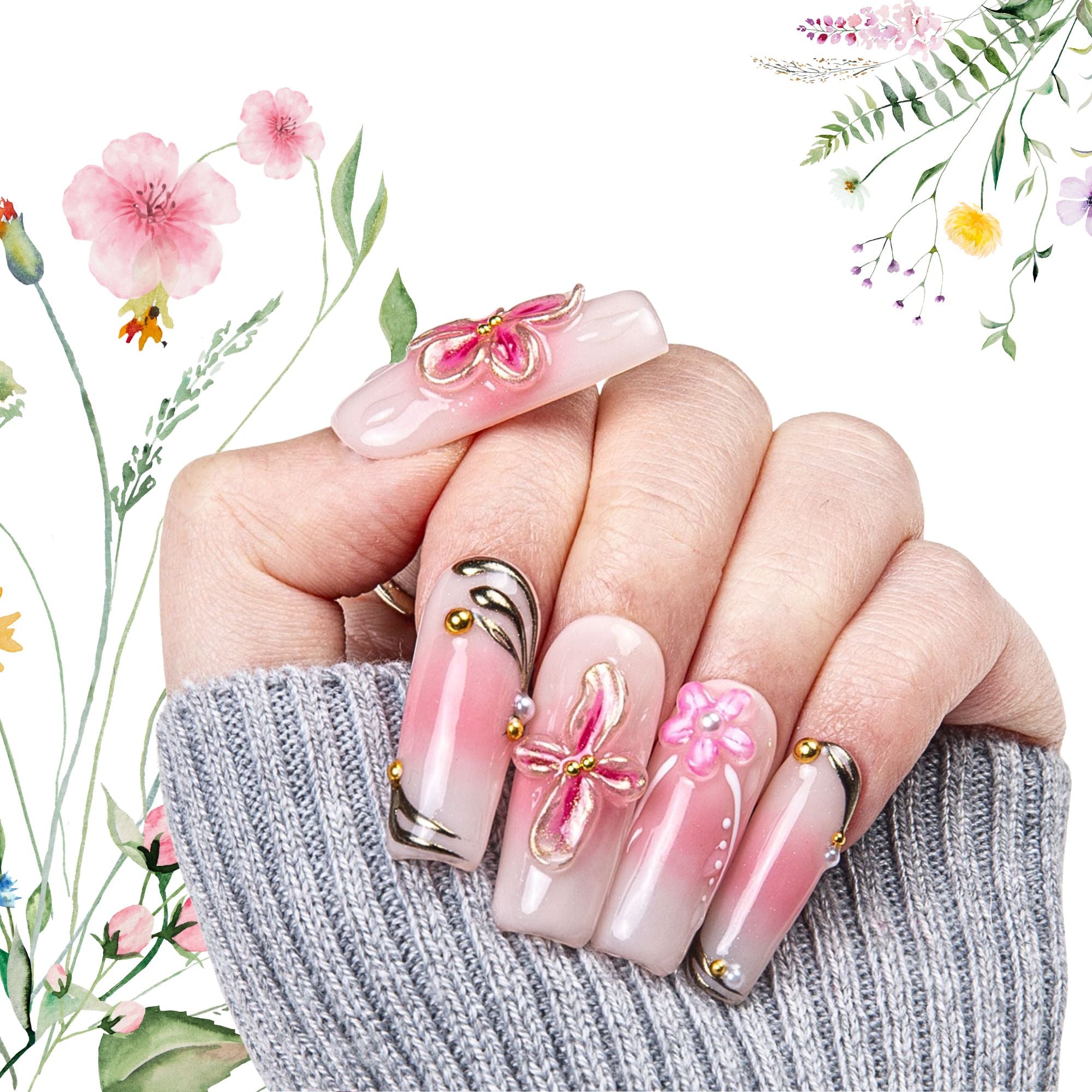 Rosé Radiance Handmade Nails H391