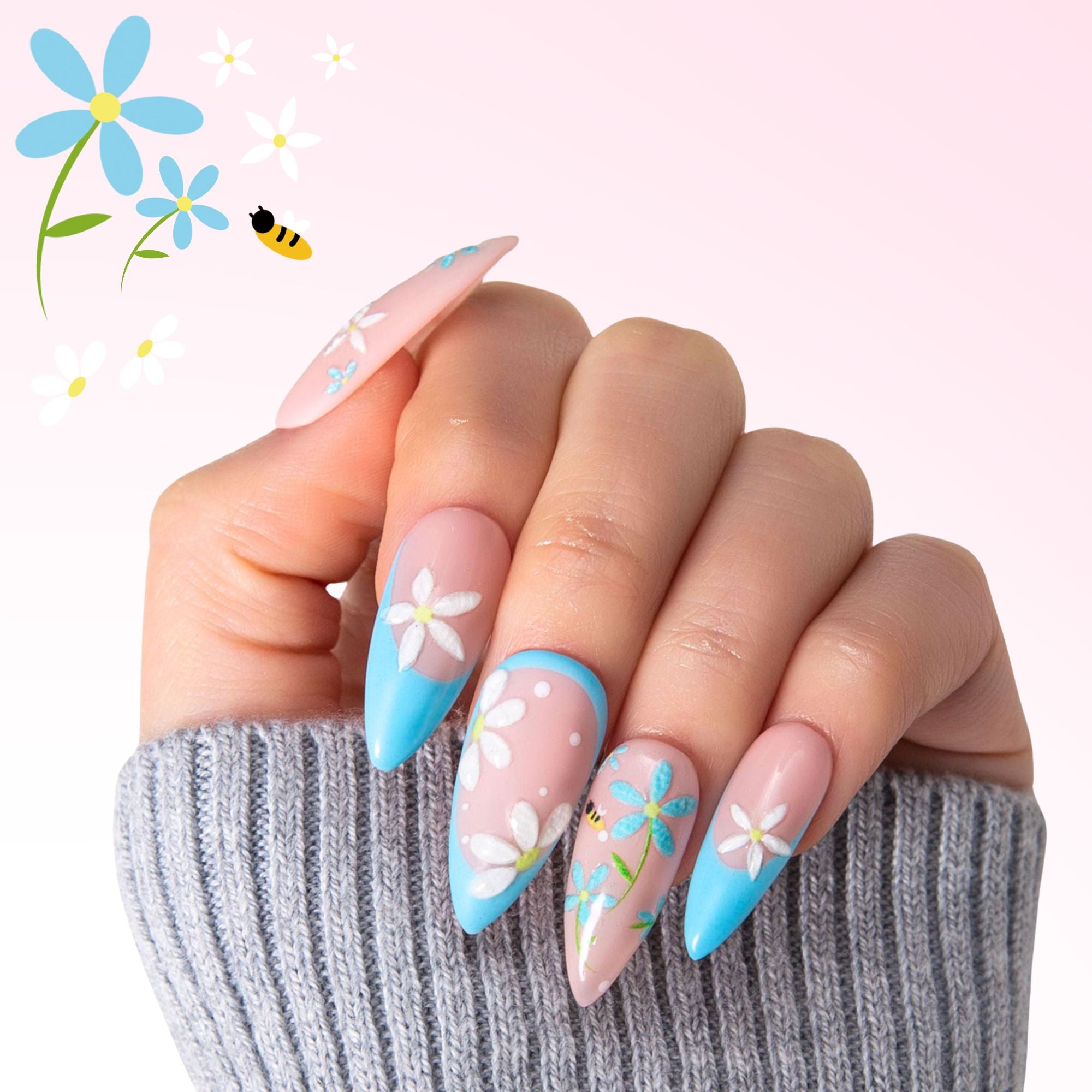 Daisy Delight Handmade Nails H403