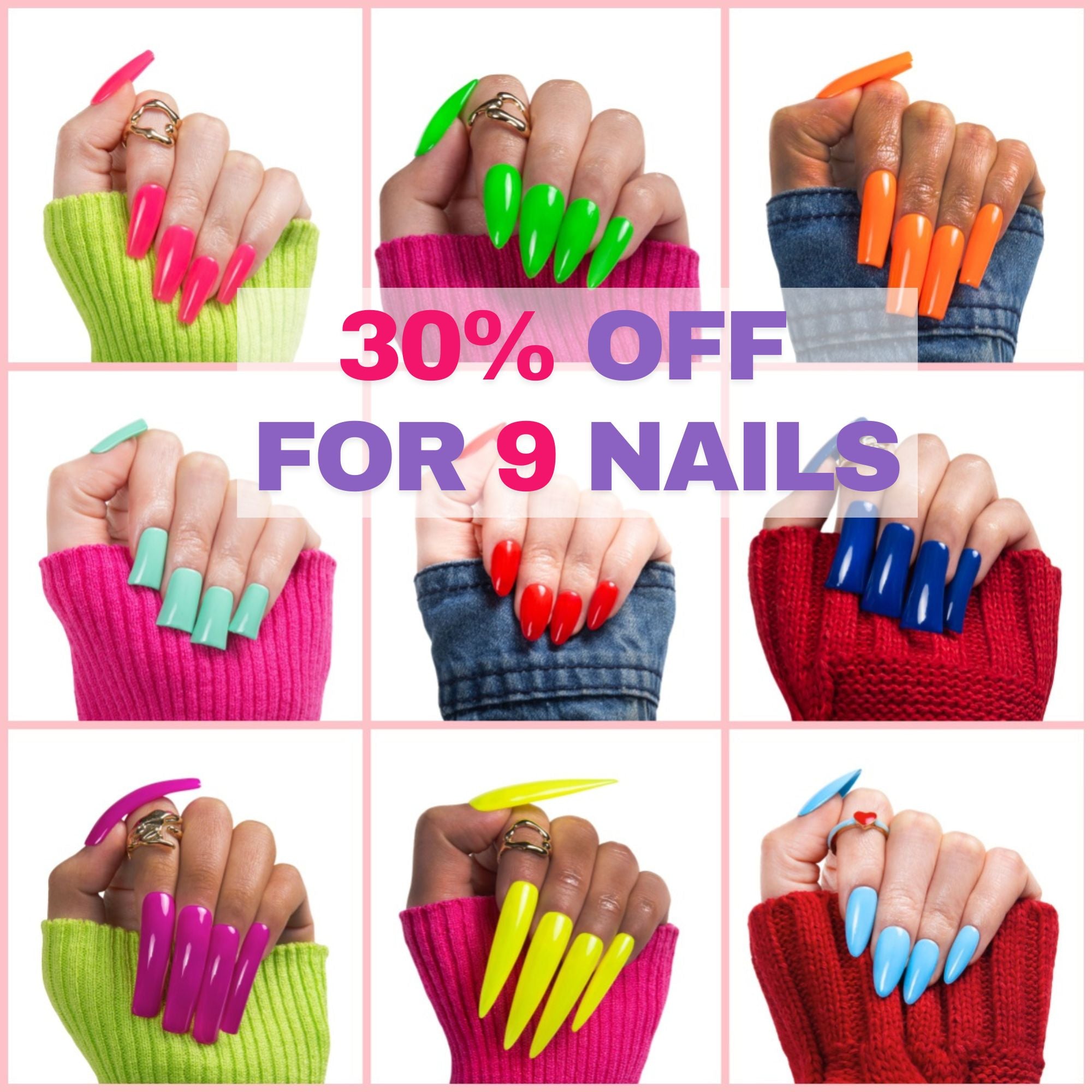 Neon Color Handmade Nails Collection