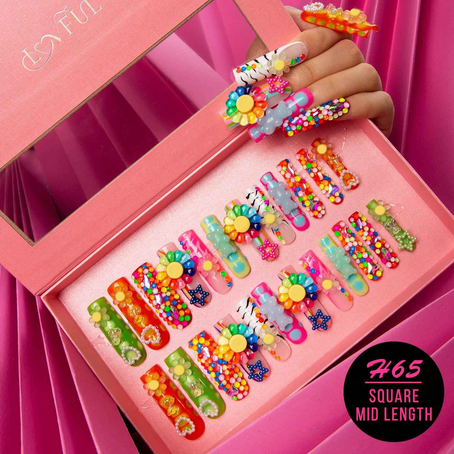 Lovkashi Flower Handmade Nails 24pcs H65