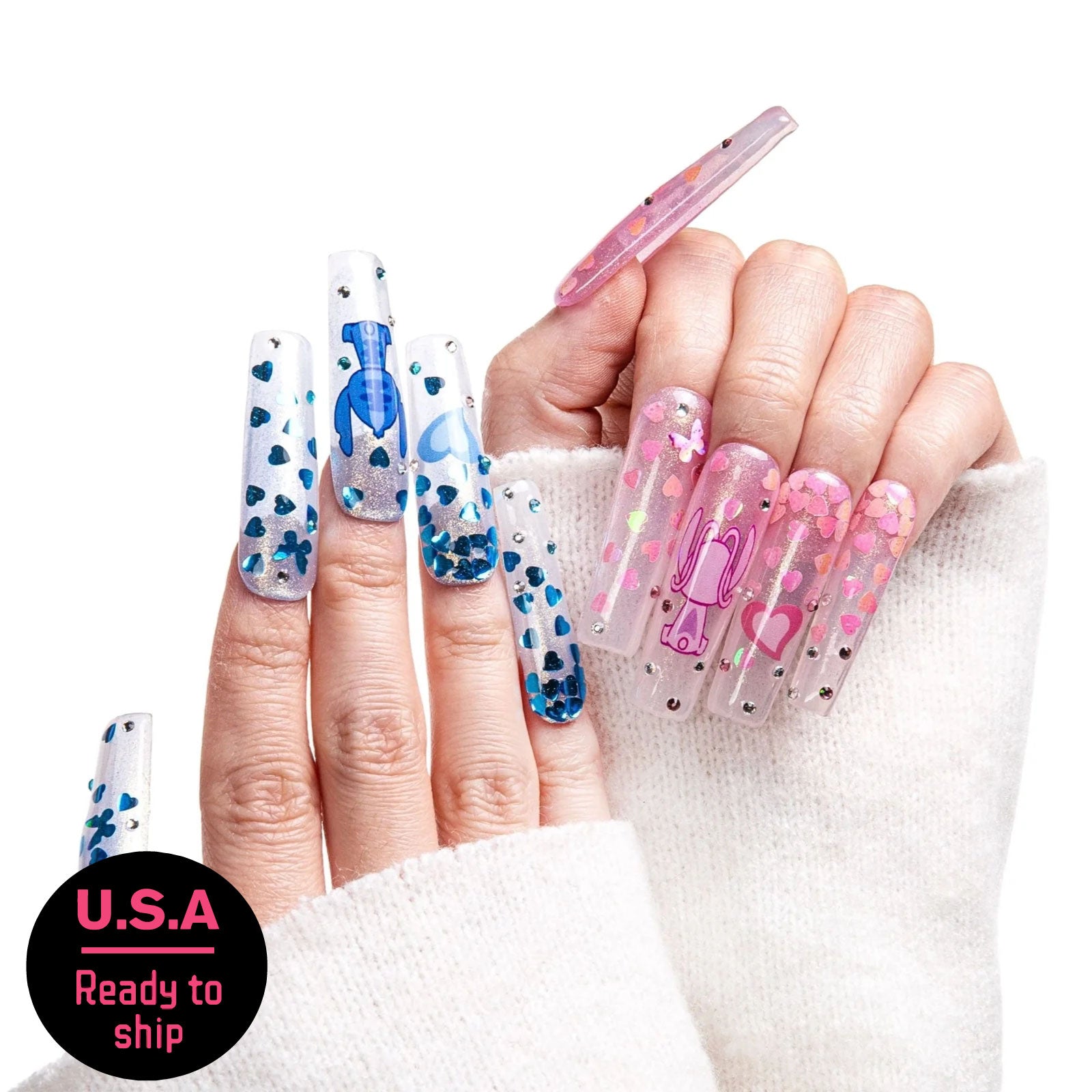 Chic Glitters Handmade Nails Square H346 RTS