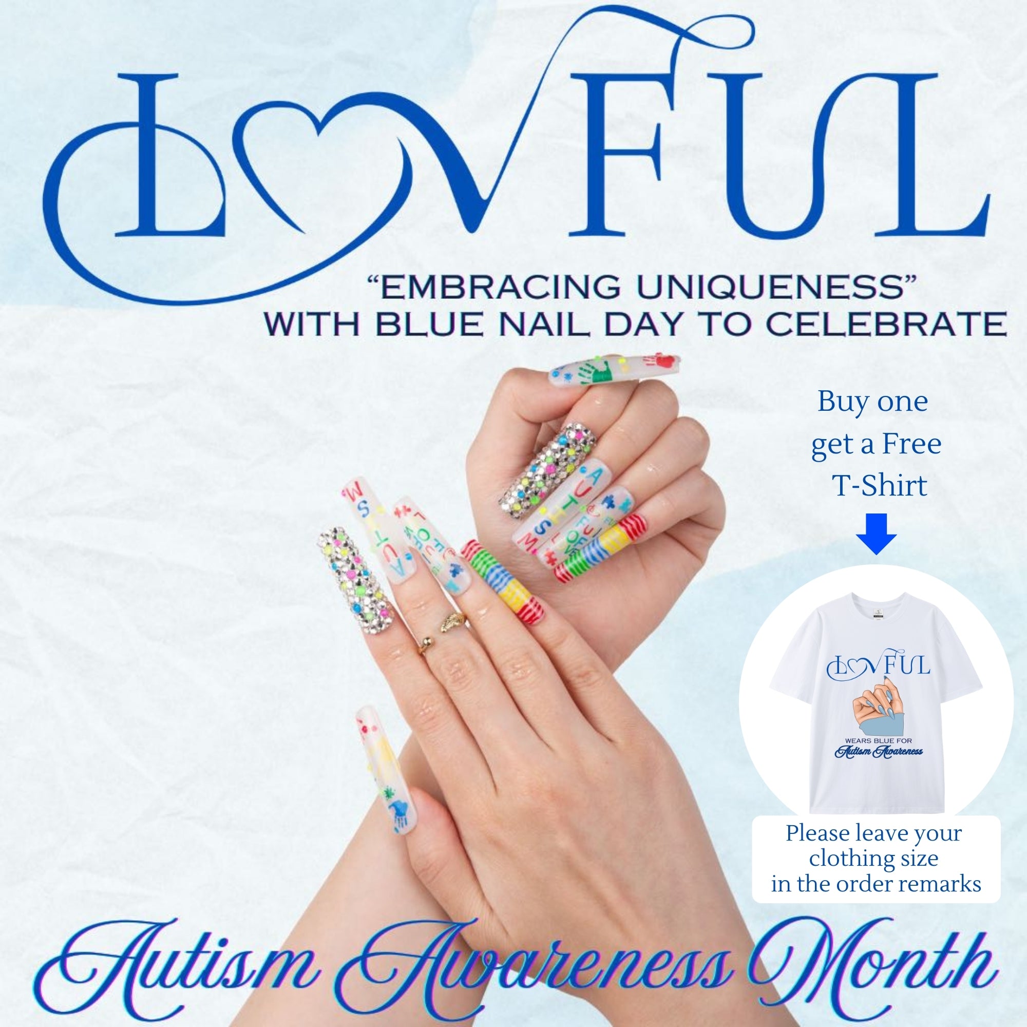 A Spectrum Full of love Handmade Nails H457