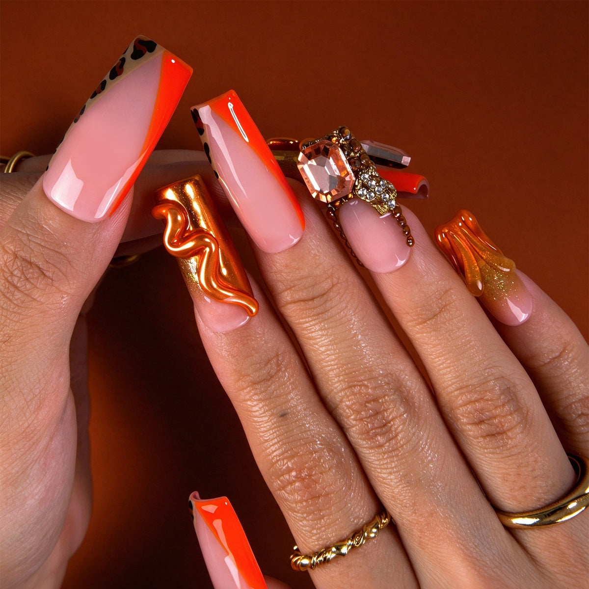 Sunset Jewel Handmade Nails H979