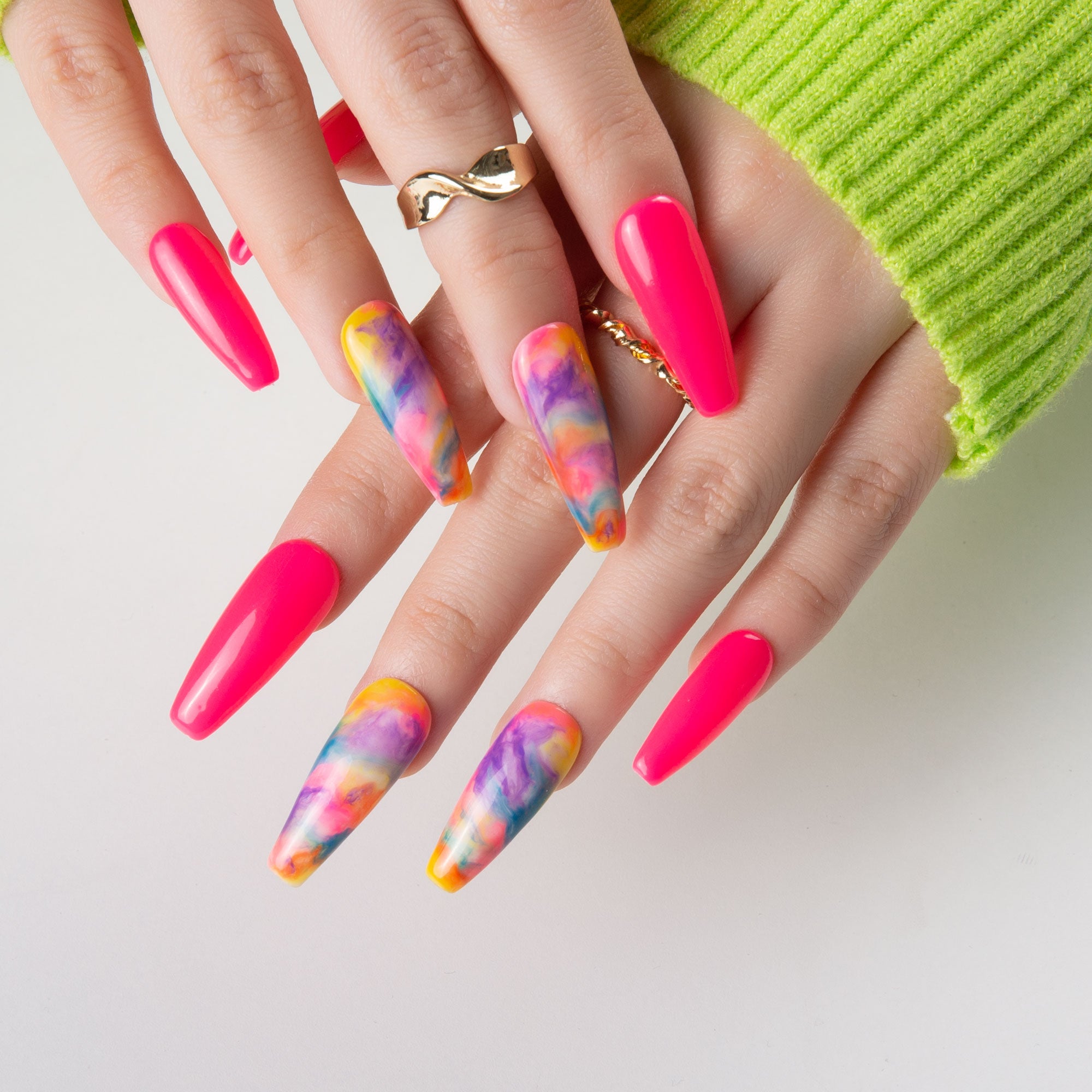 Gradient Neon Handmade Nails H442