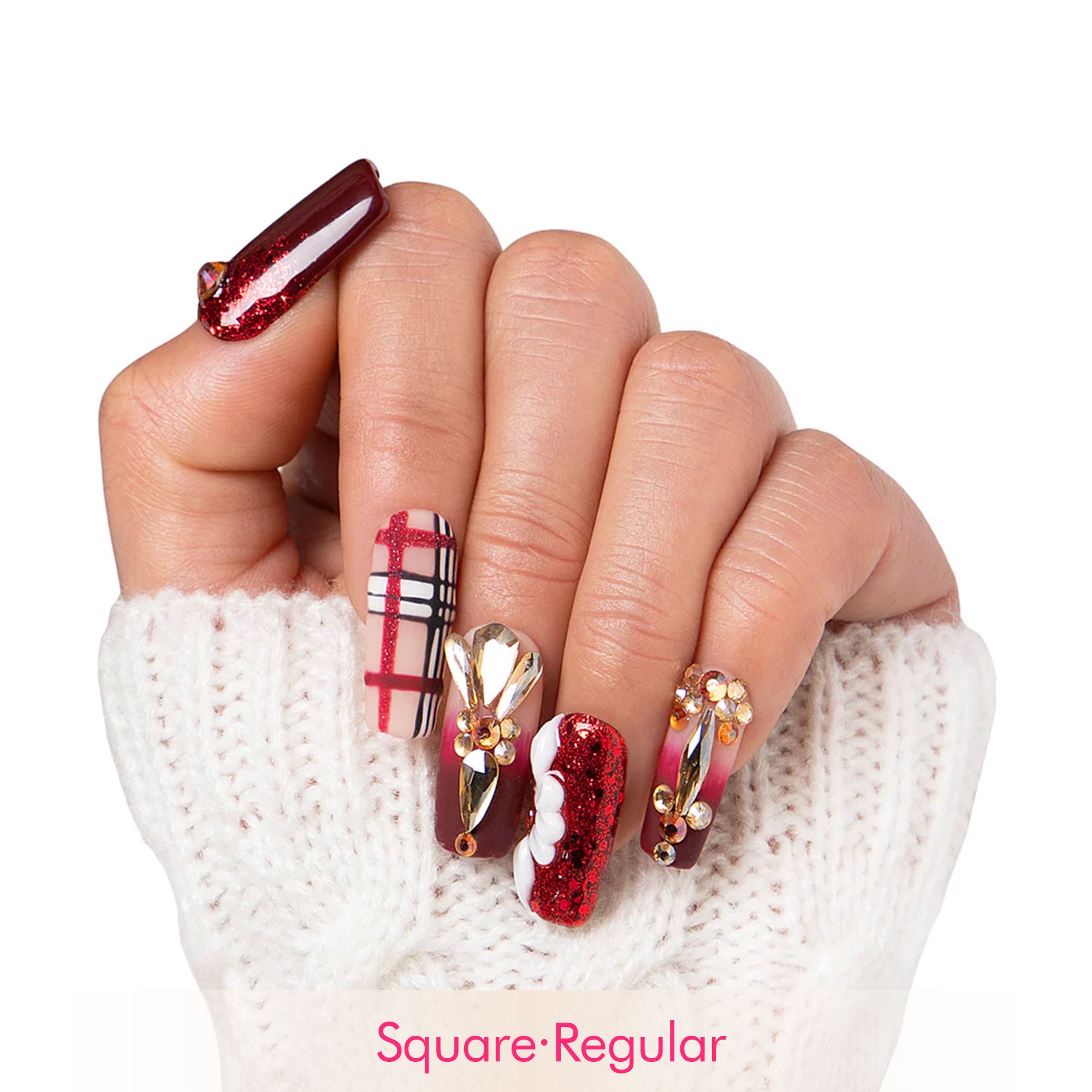 Crimson Charm Handmade Nails H345